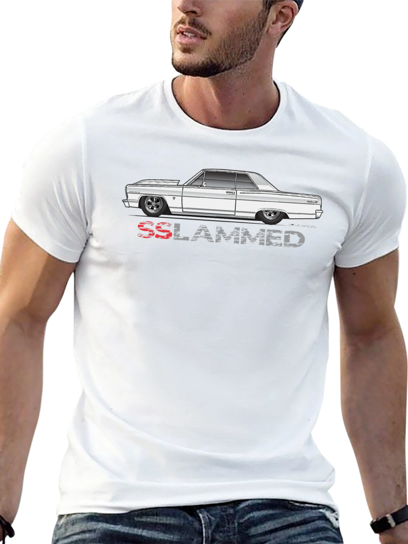 SS Slammed Car Graphic Tee - Classic Car Enthusiast