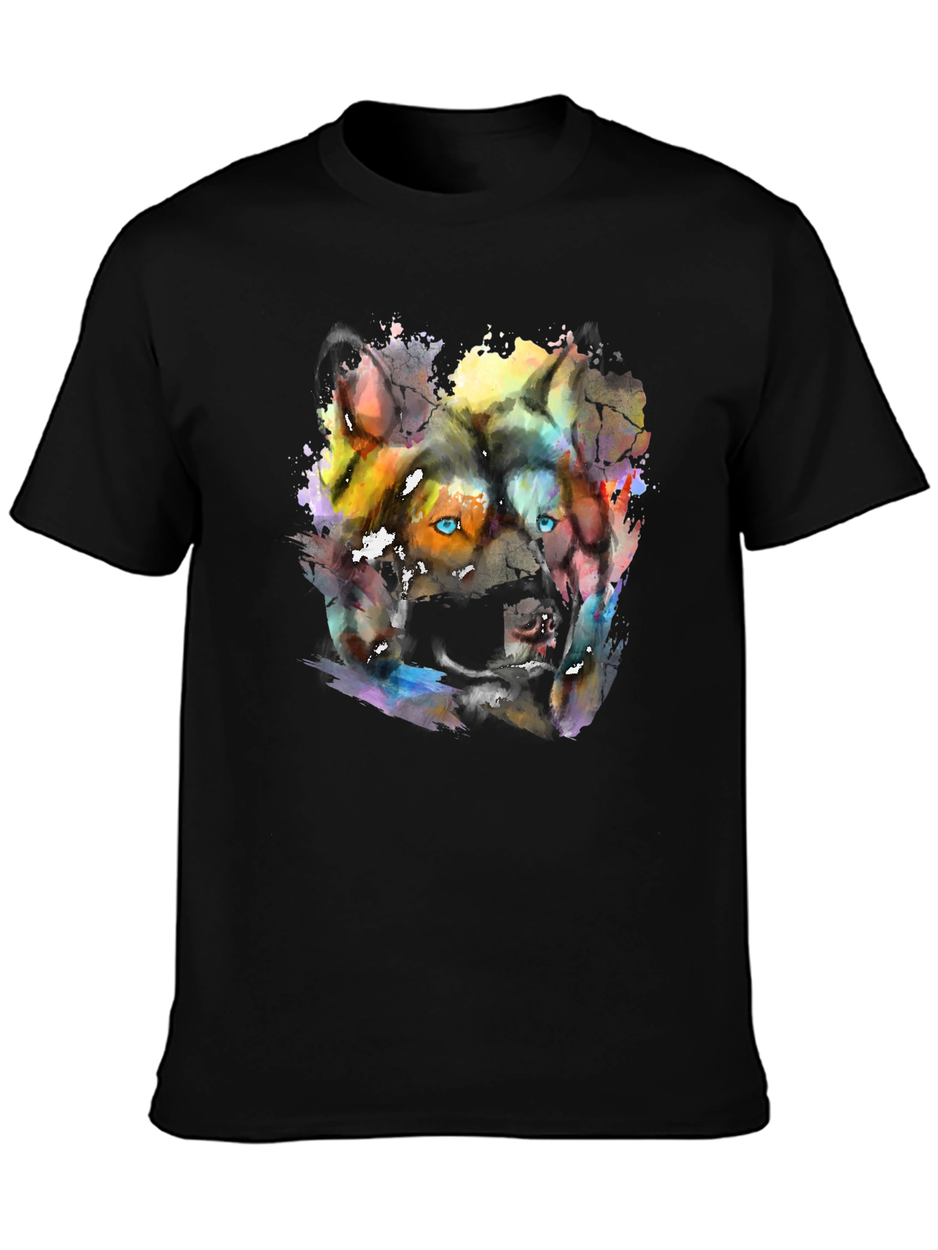Abstract Wolf Graphic Print T-Shirt