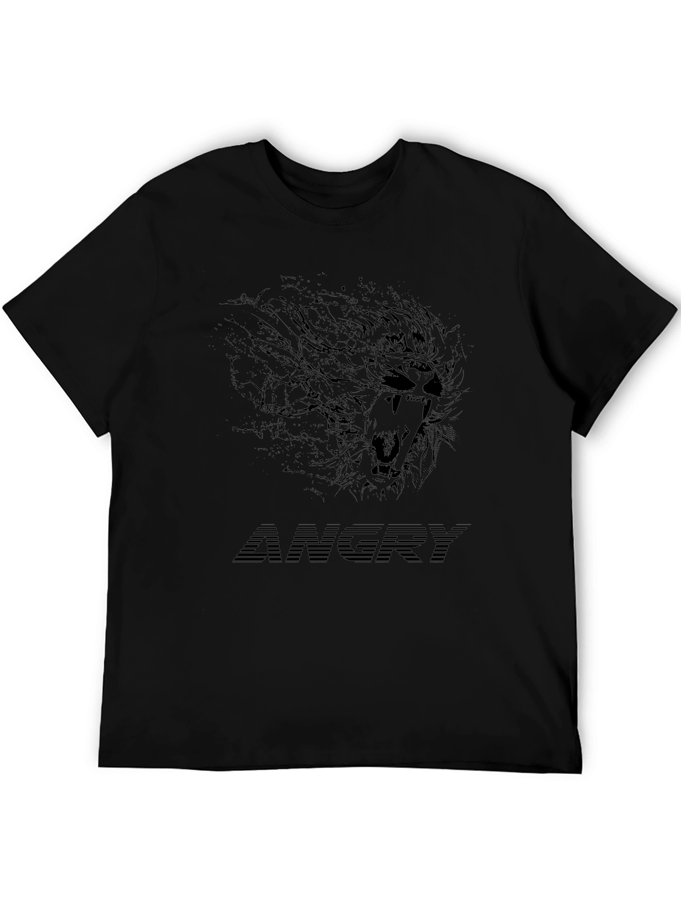 Angry Lion Graphic Black T-Shirt