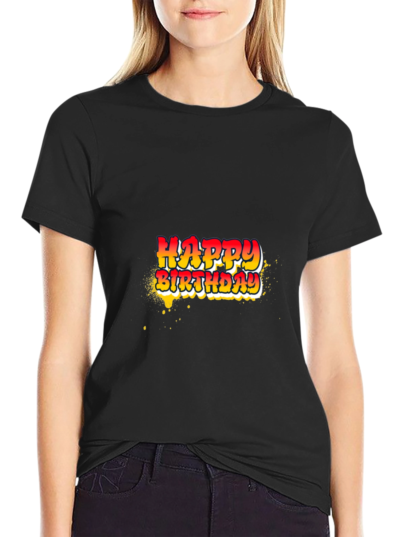 Happy Birthday Graphic Tee - Black