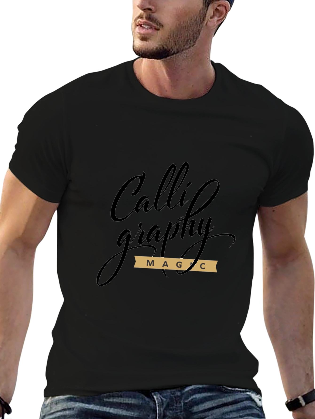 Calligraphy Magic Black Graphic T-Shirt