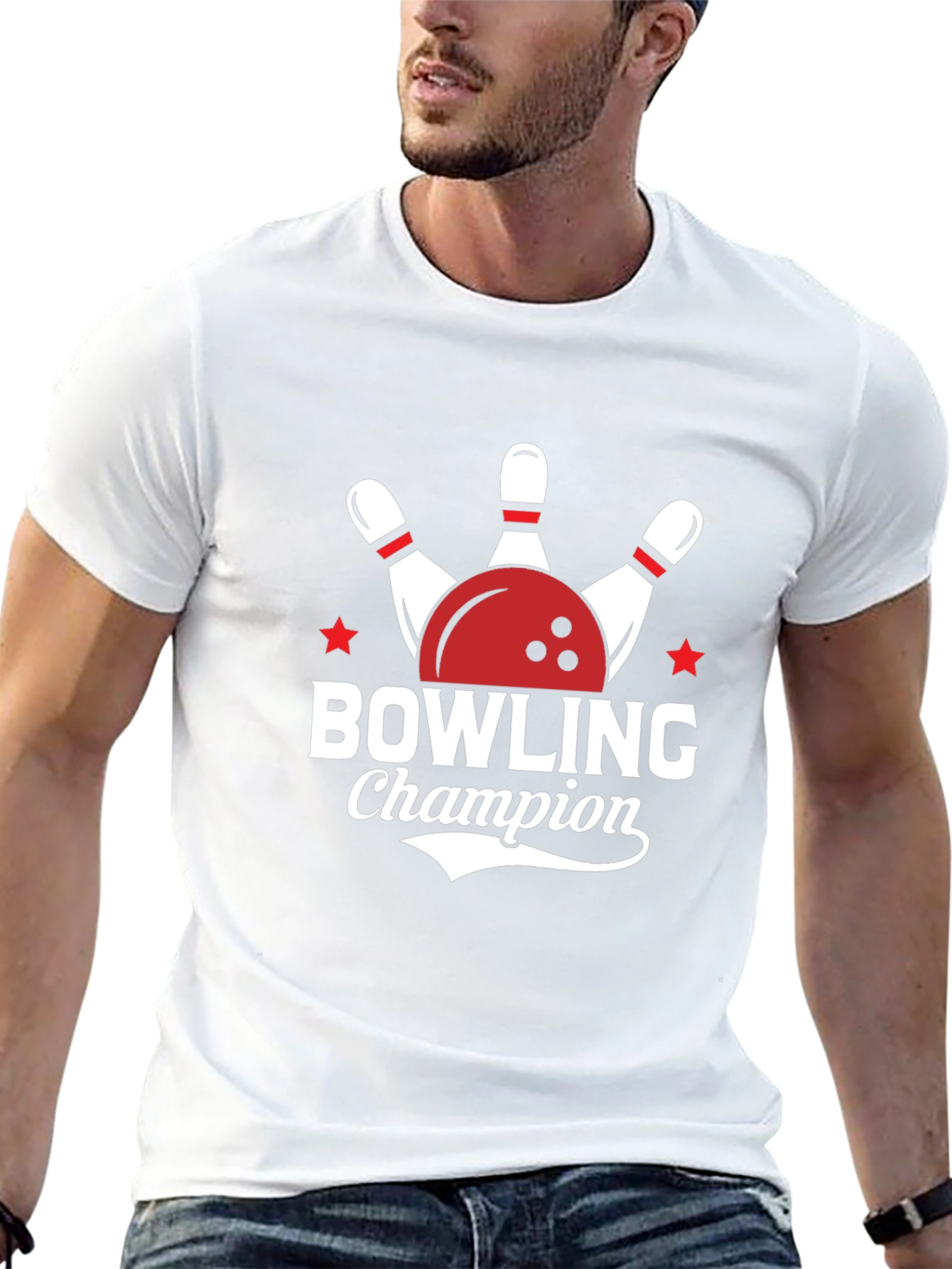 Bowling Champion Graphic Tee - Black Cotton T-Shirt