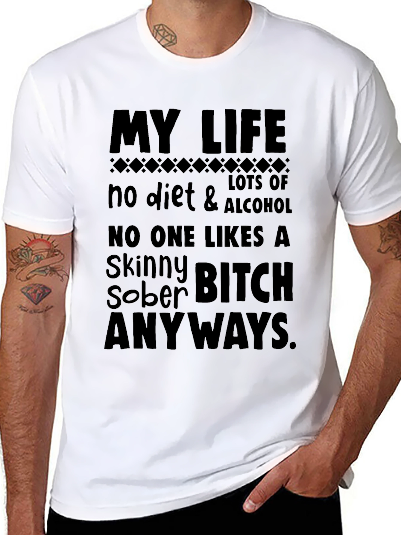 My Life No Diet & Alcohol Black T-Shirt