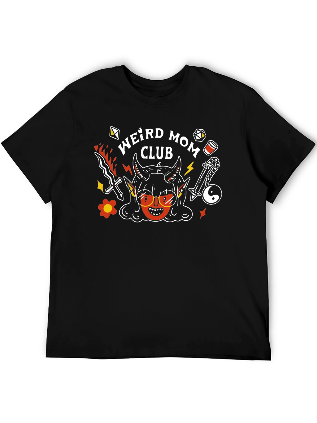 Weird Mom Club Graphic Tee - Black Cotton
