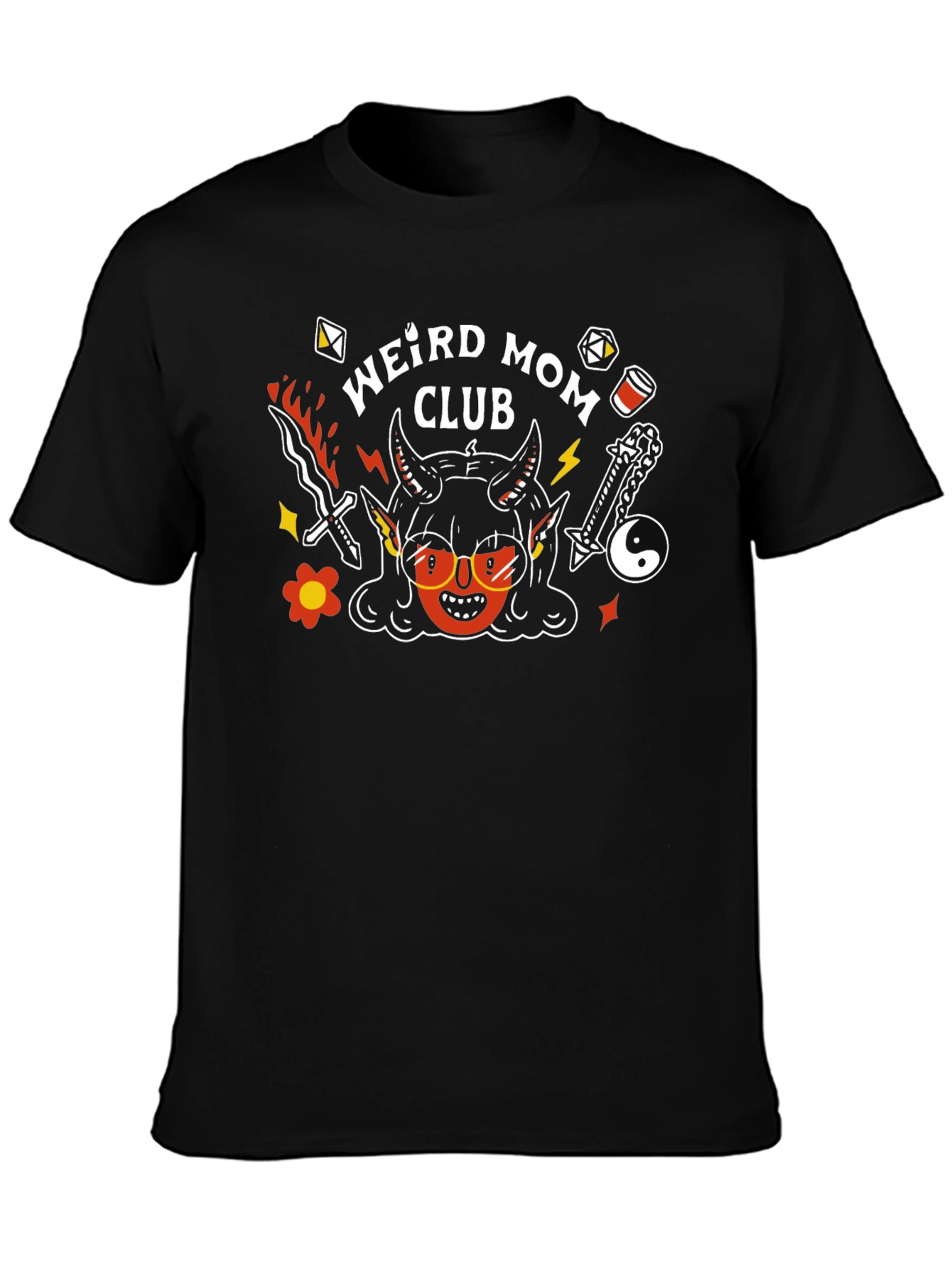 Weird Mom Club Graphic Tee - Black Cotton