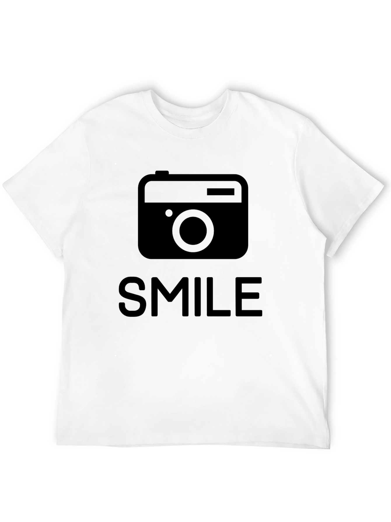 Smile Camera Graphic T-Shirt - Black Crew Neck Tee