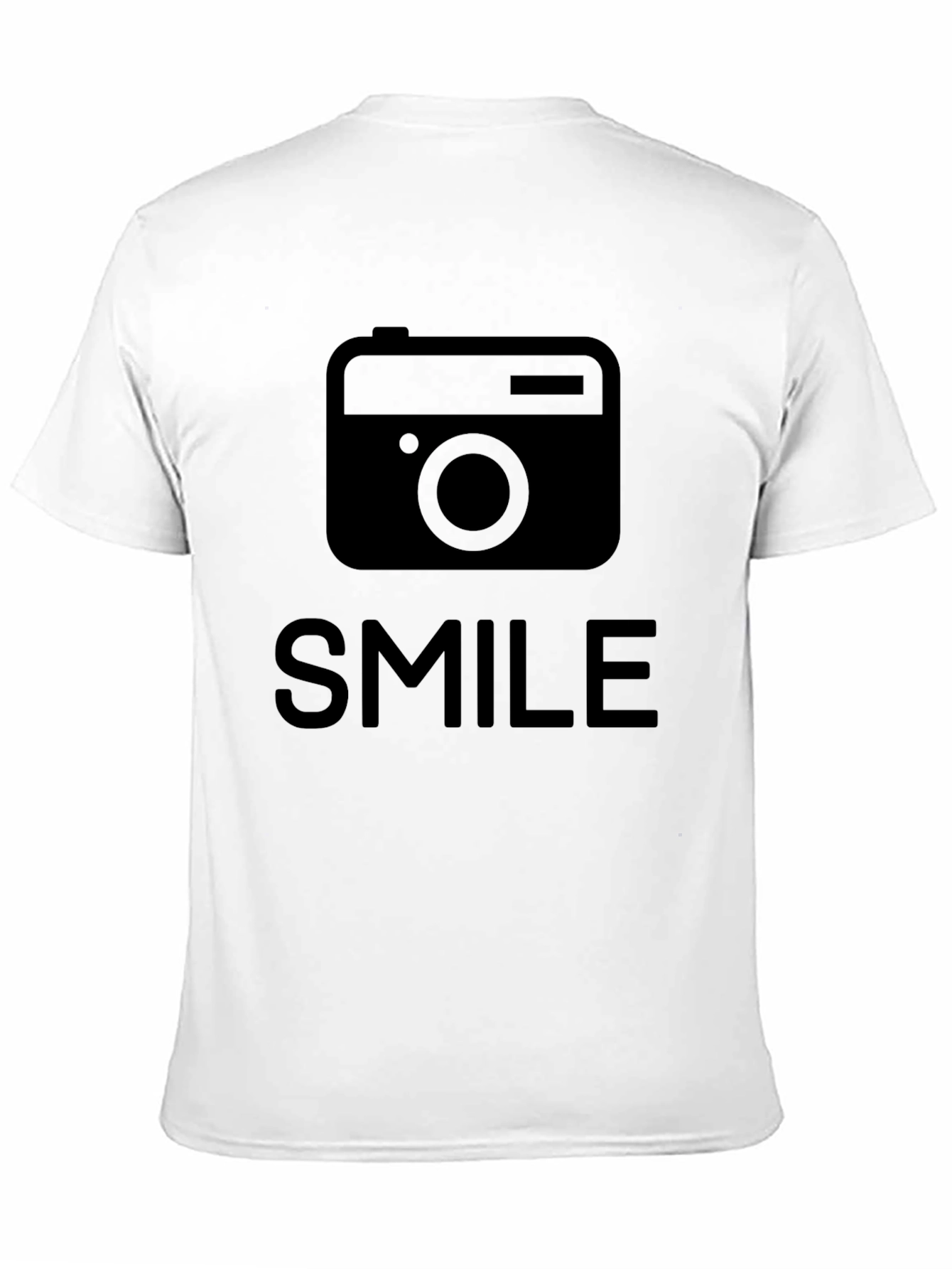 Smile Camera Graphic T-Shirt - Black Crew Neck Tee