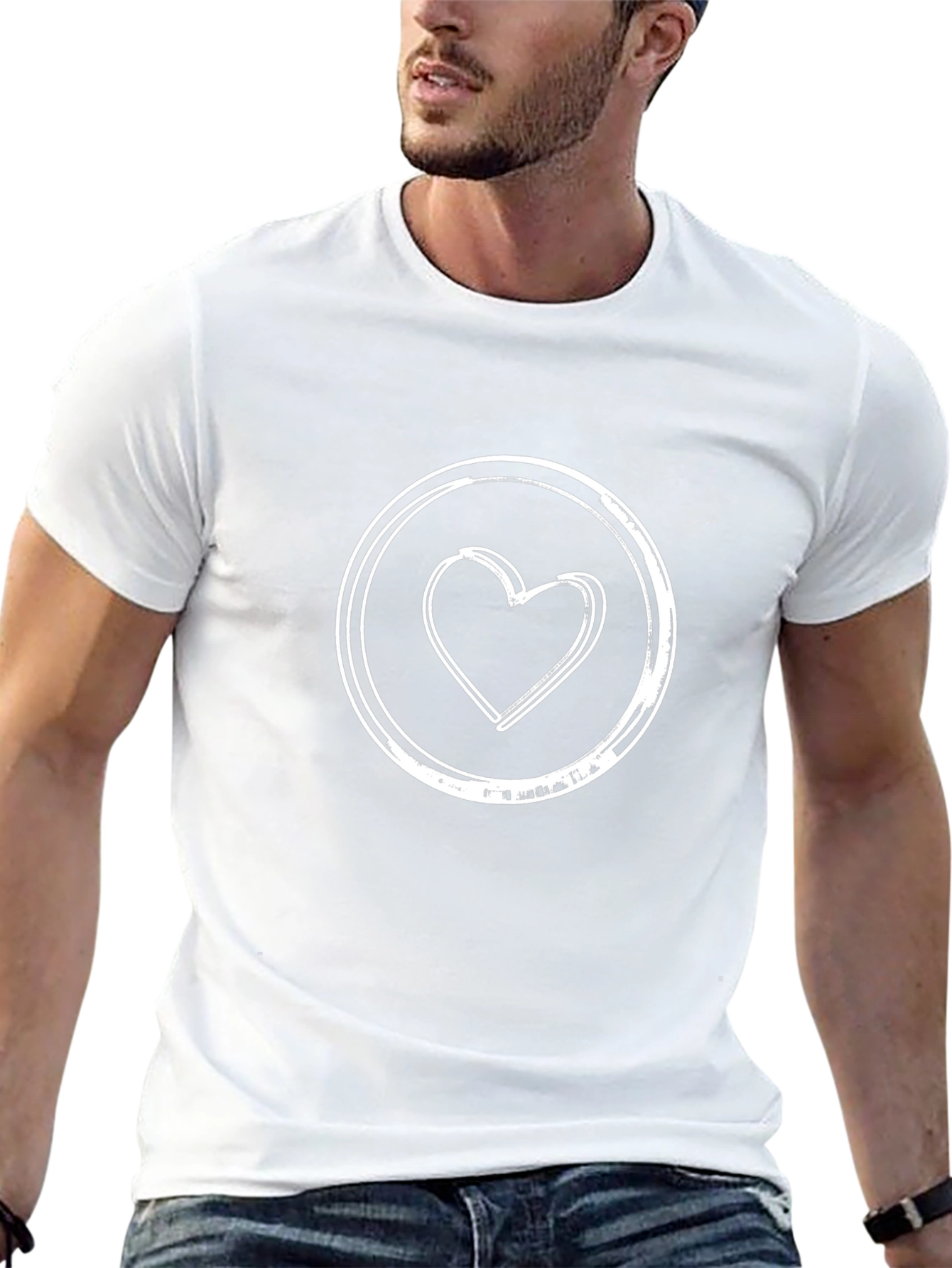 Heart Circle Graphic Tee - Casual Style