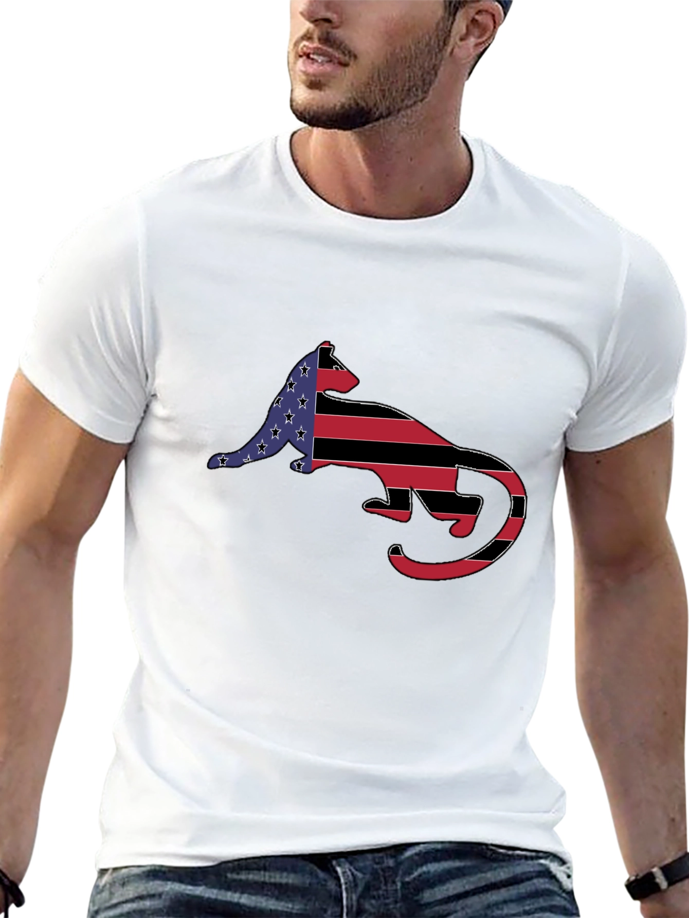American Flag Otter Graphic T-Shirt