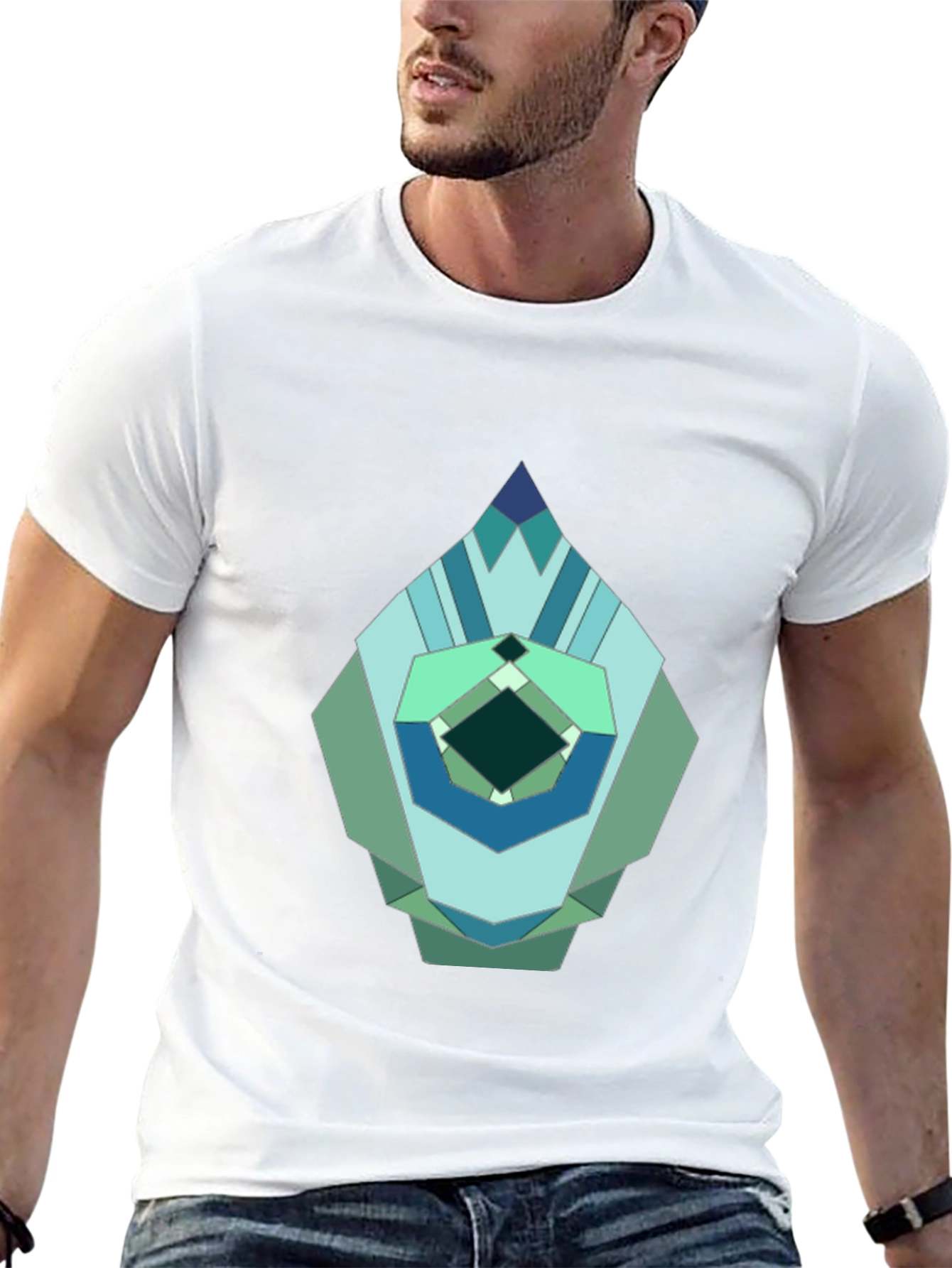 Geometric Jewel Graphic Tee - Modern Abstract Design