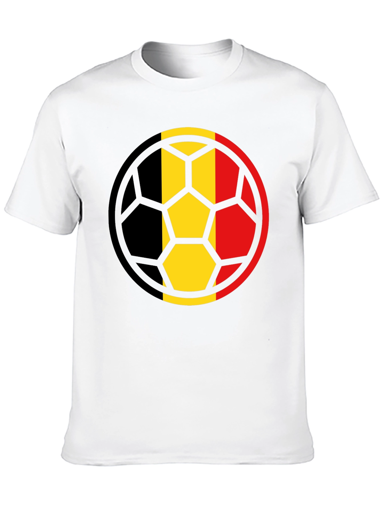 Belgium Flag Soccer Ball Black T-Shirt