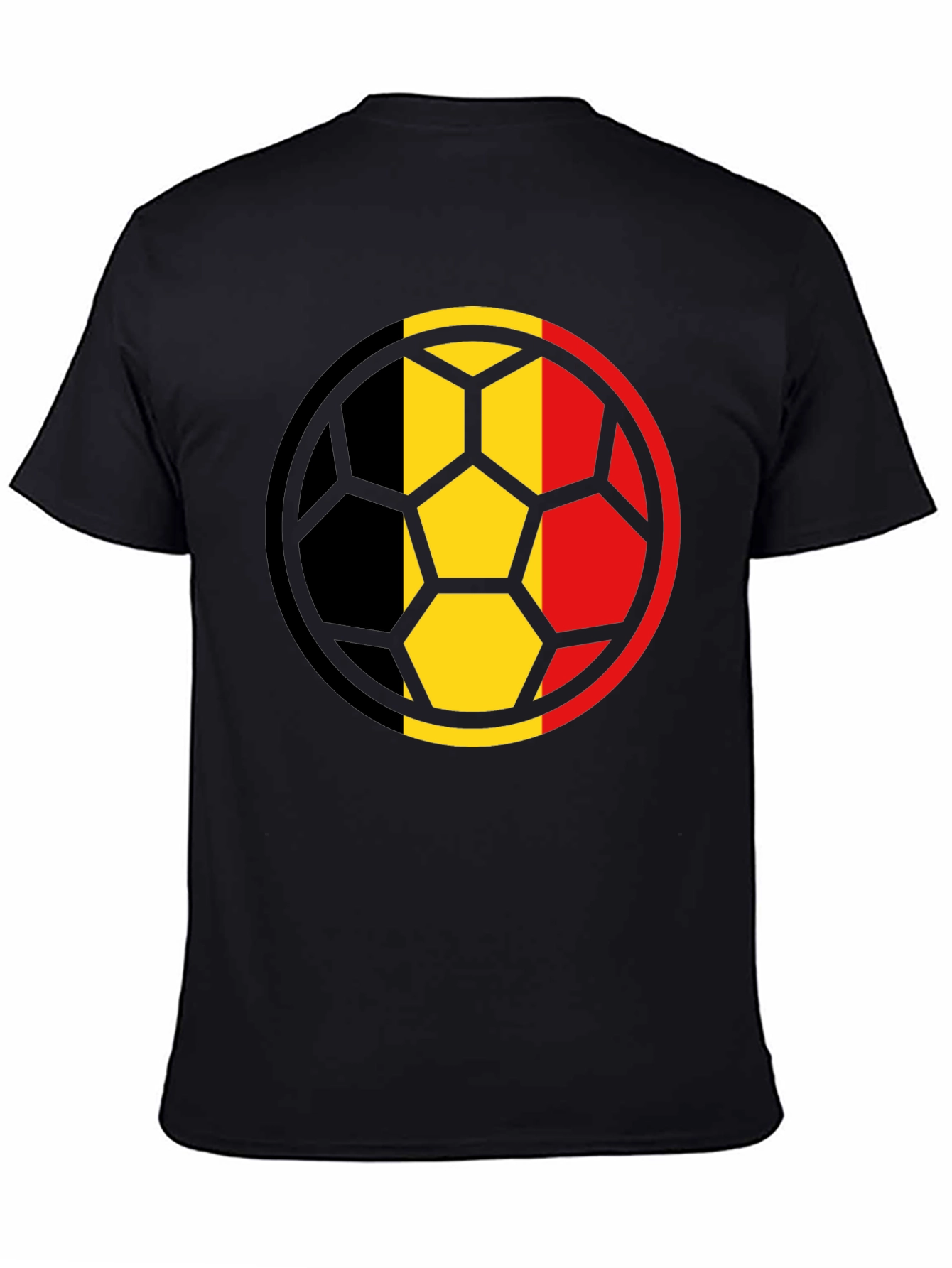 Belgium Flag Soccer Ball Black T-Shirt