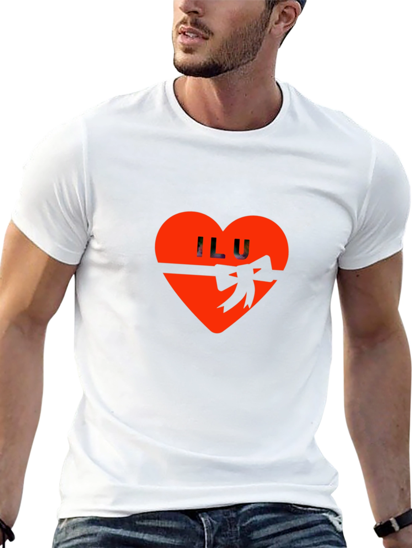 ILU Heart Valentines Day Graphic Tee - Black