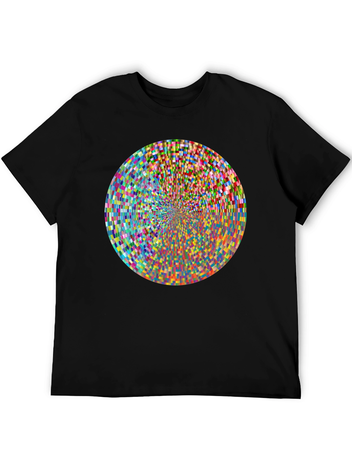 Geometric Pixel Circle Graphic Print T-Shirt