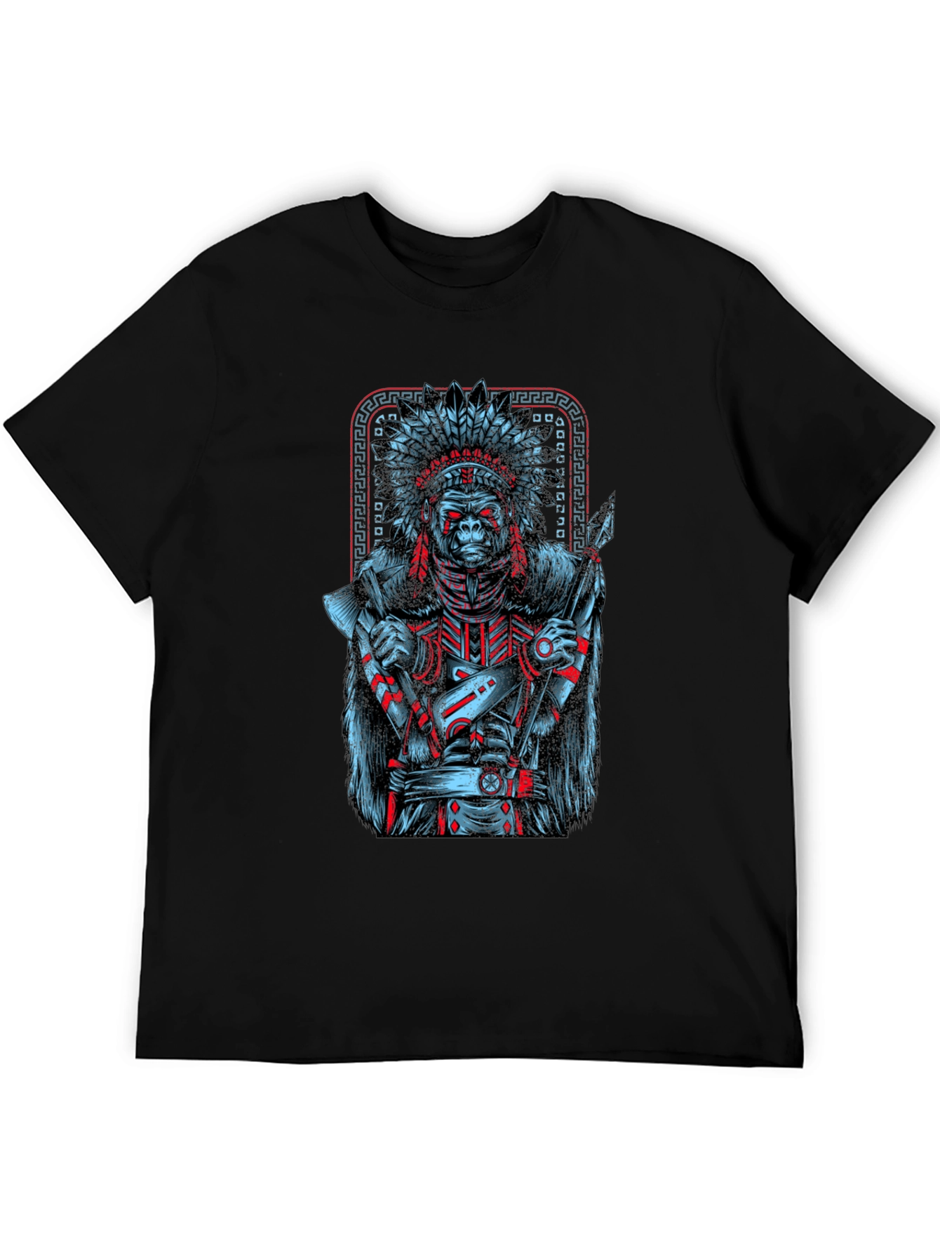 Tribal Chief Gorilla Graphic Tee - Unique Design