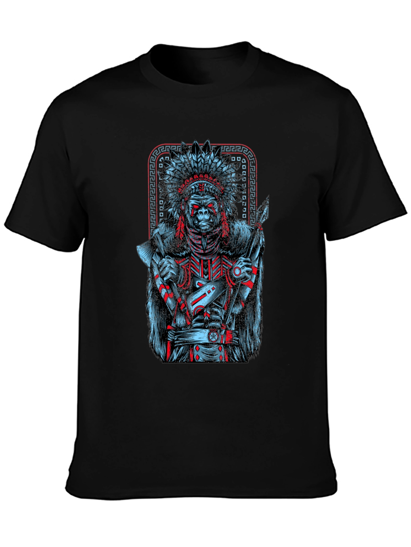 Tribal Chief Gorilla Graphic Tee - Unique Design