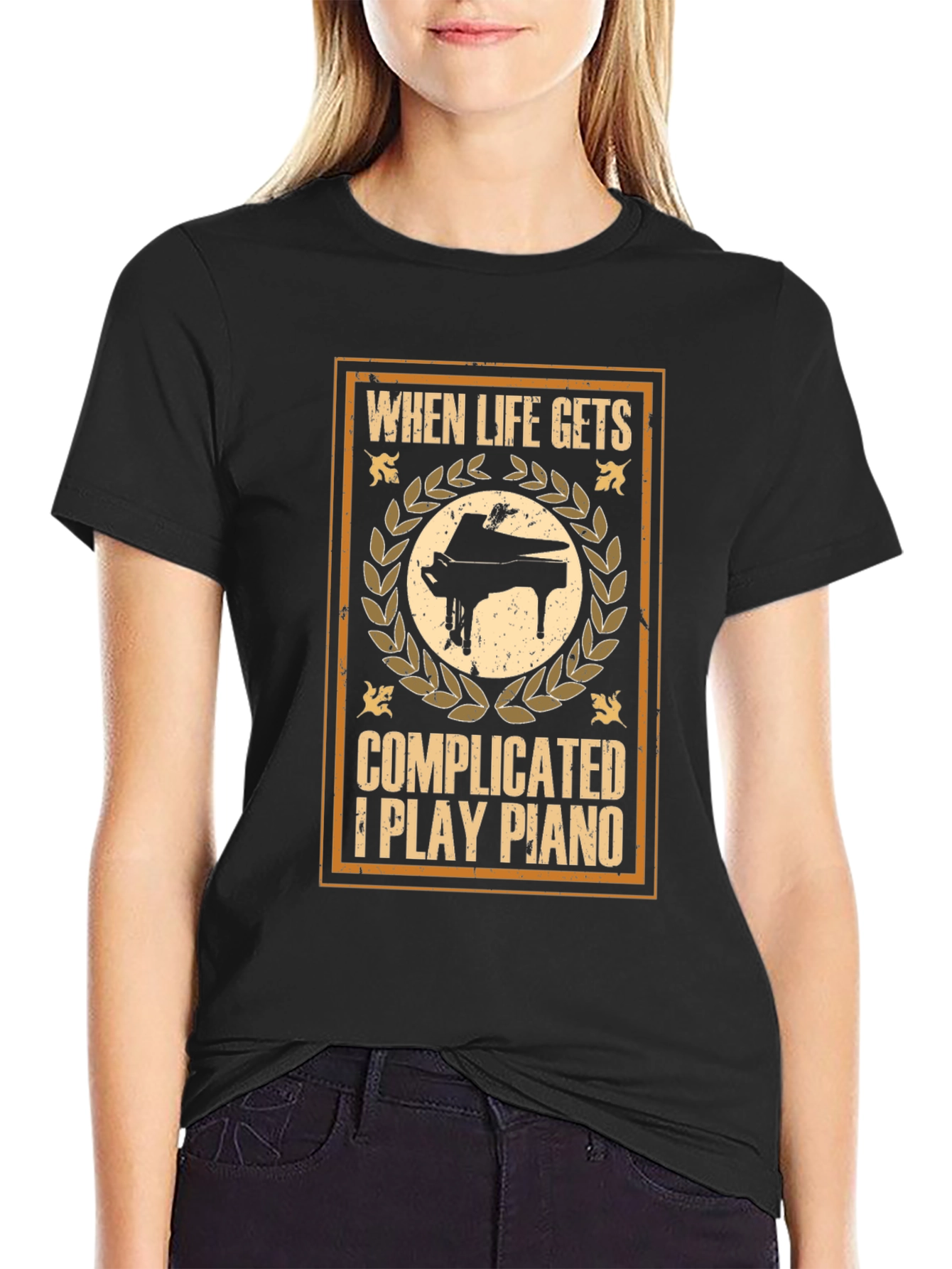 When Life Gets Complicated I Play Piano Graphic T-Shirt