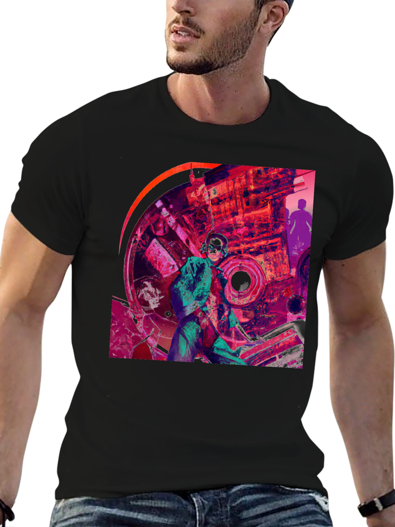 Abstract Graphic Print Black T-Shirt