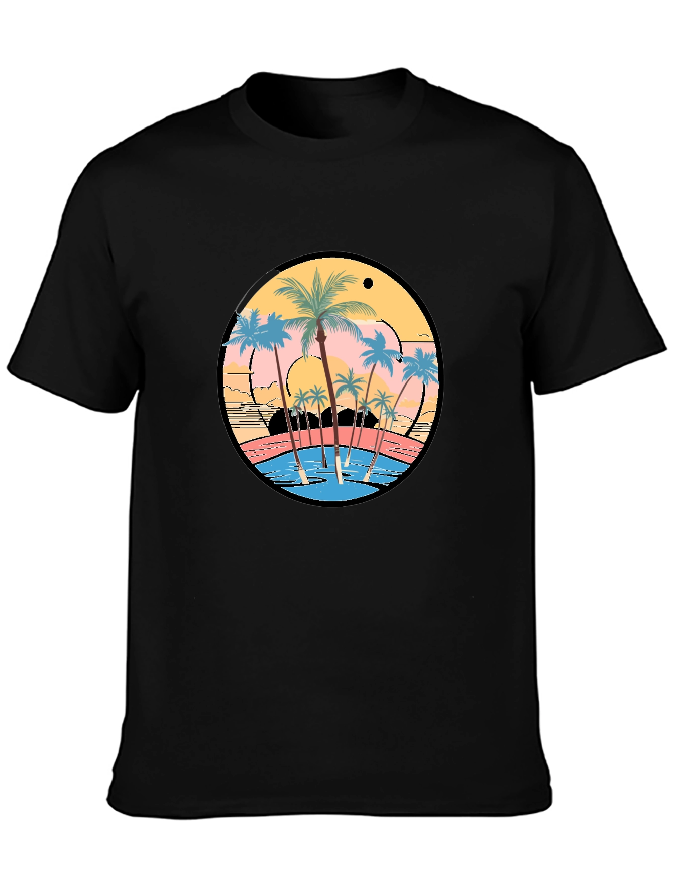 Tropical Sunset Palm Tree Graphic T-Shirt