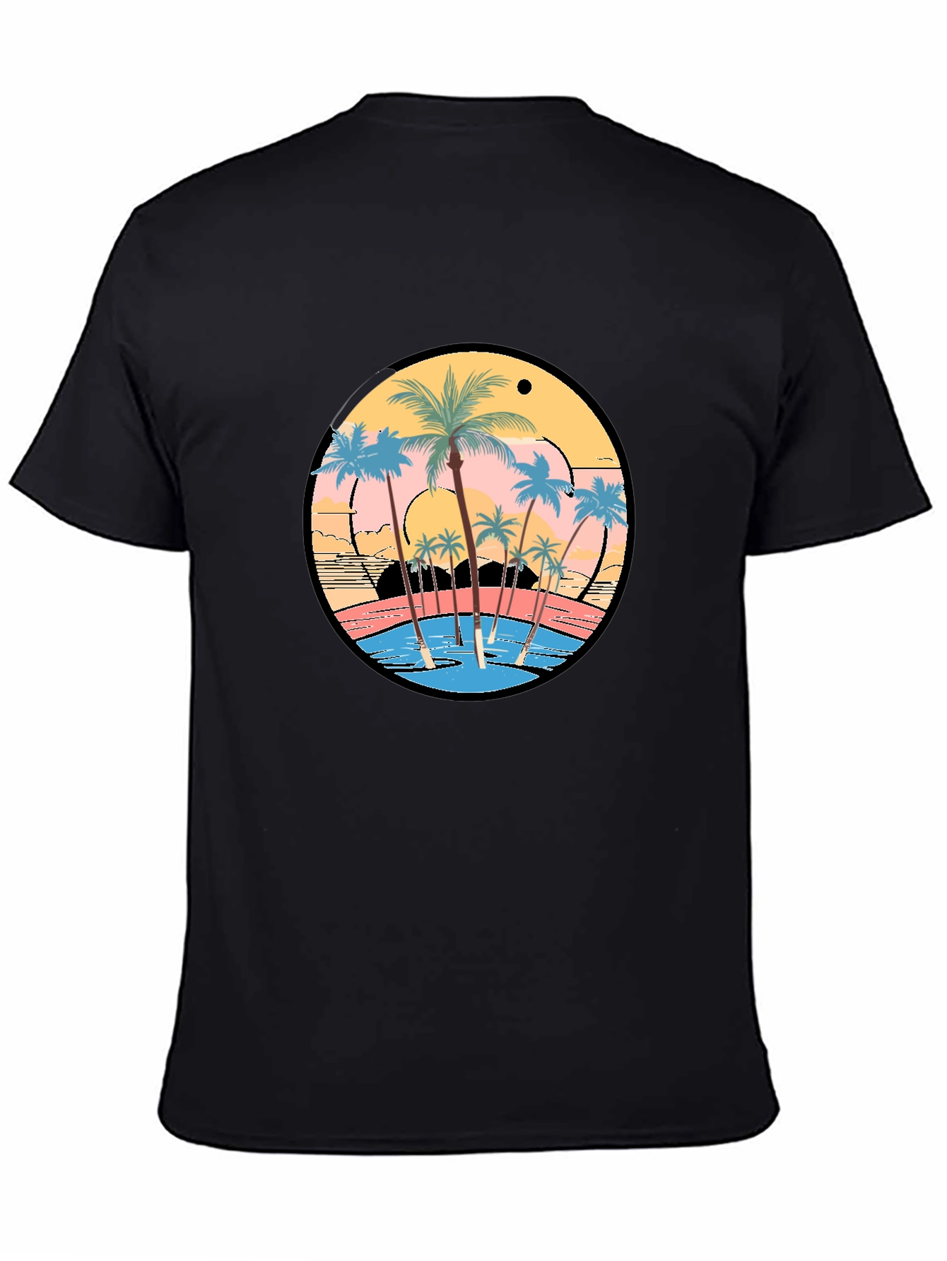 Tropical Sunset Palm Tree Graphic T-Shirt