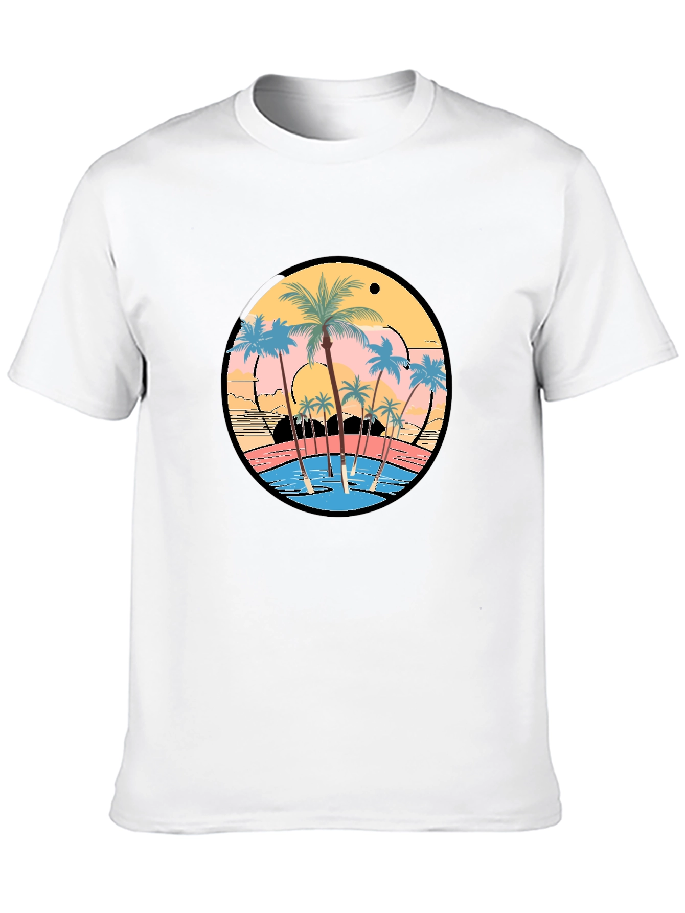 Tropical Sunset Palm Tree Graphic T-Shirt