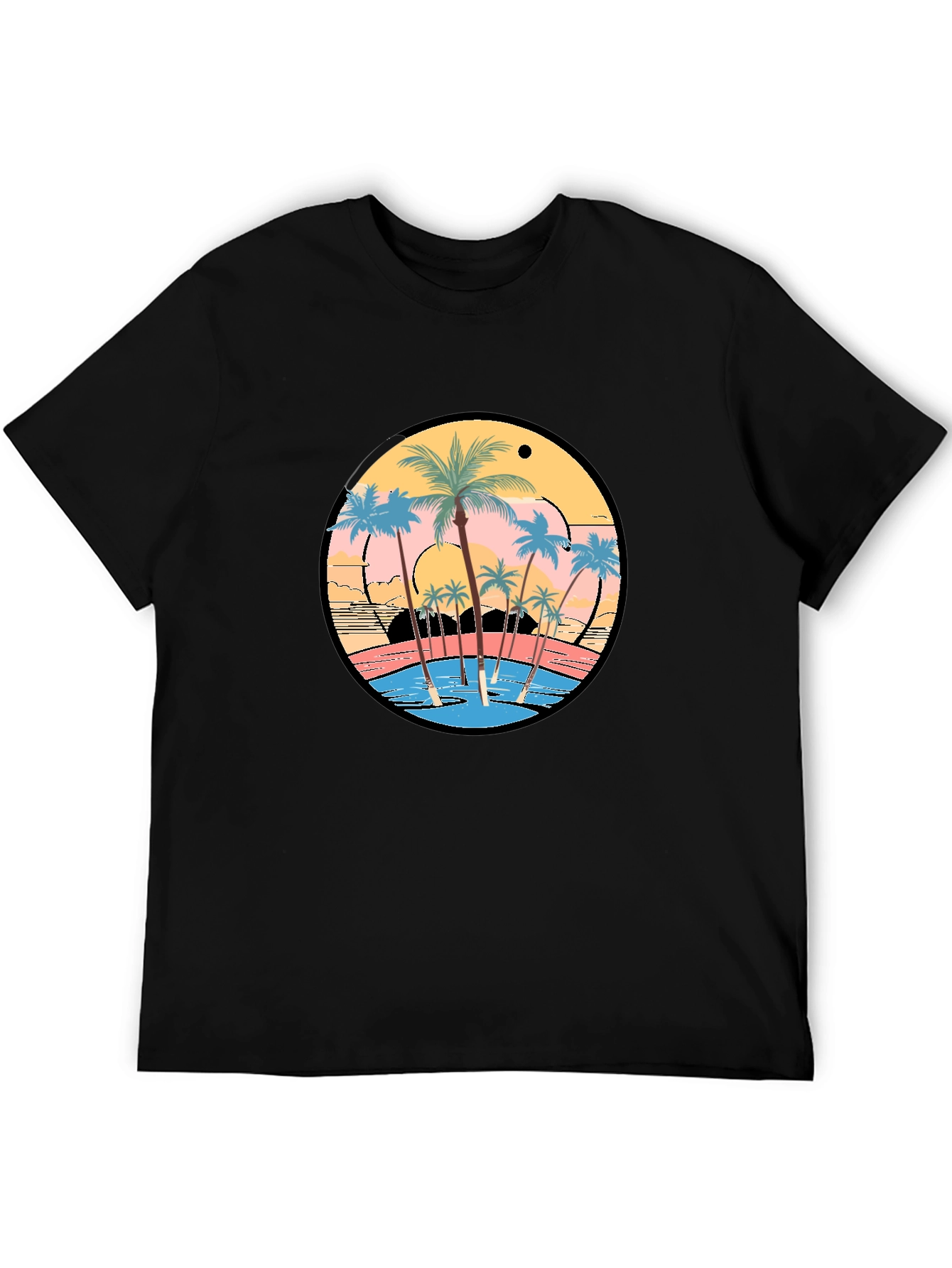 Tropical Sunset Palm Tree Graphic T-Shirt