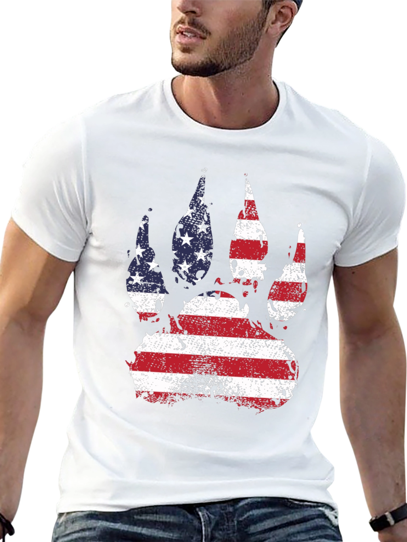 American Flag Bear Paw T-Shirt