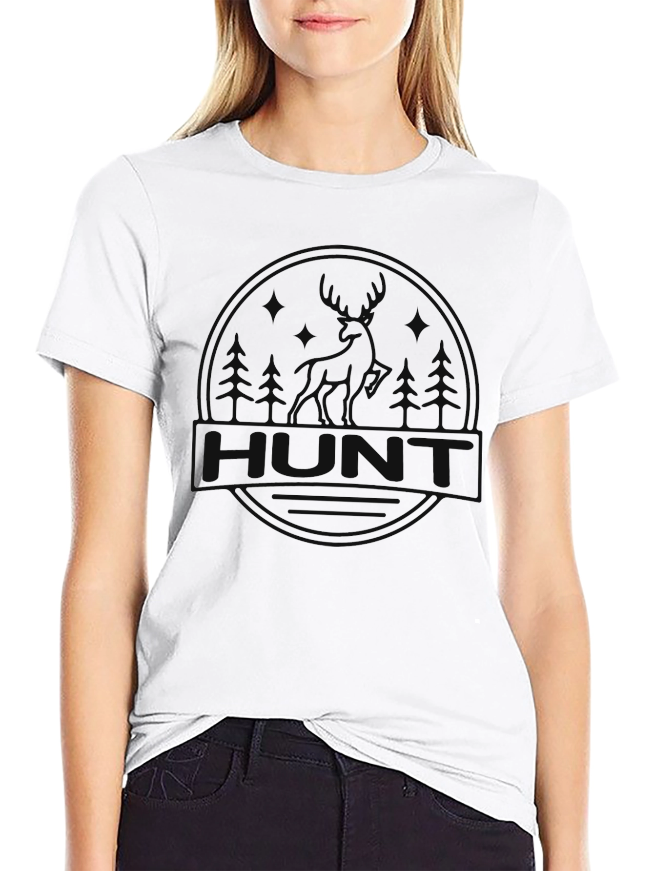 Mens Black Hunt Graphic T-Shirt