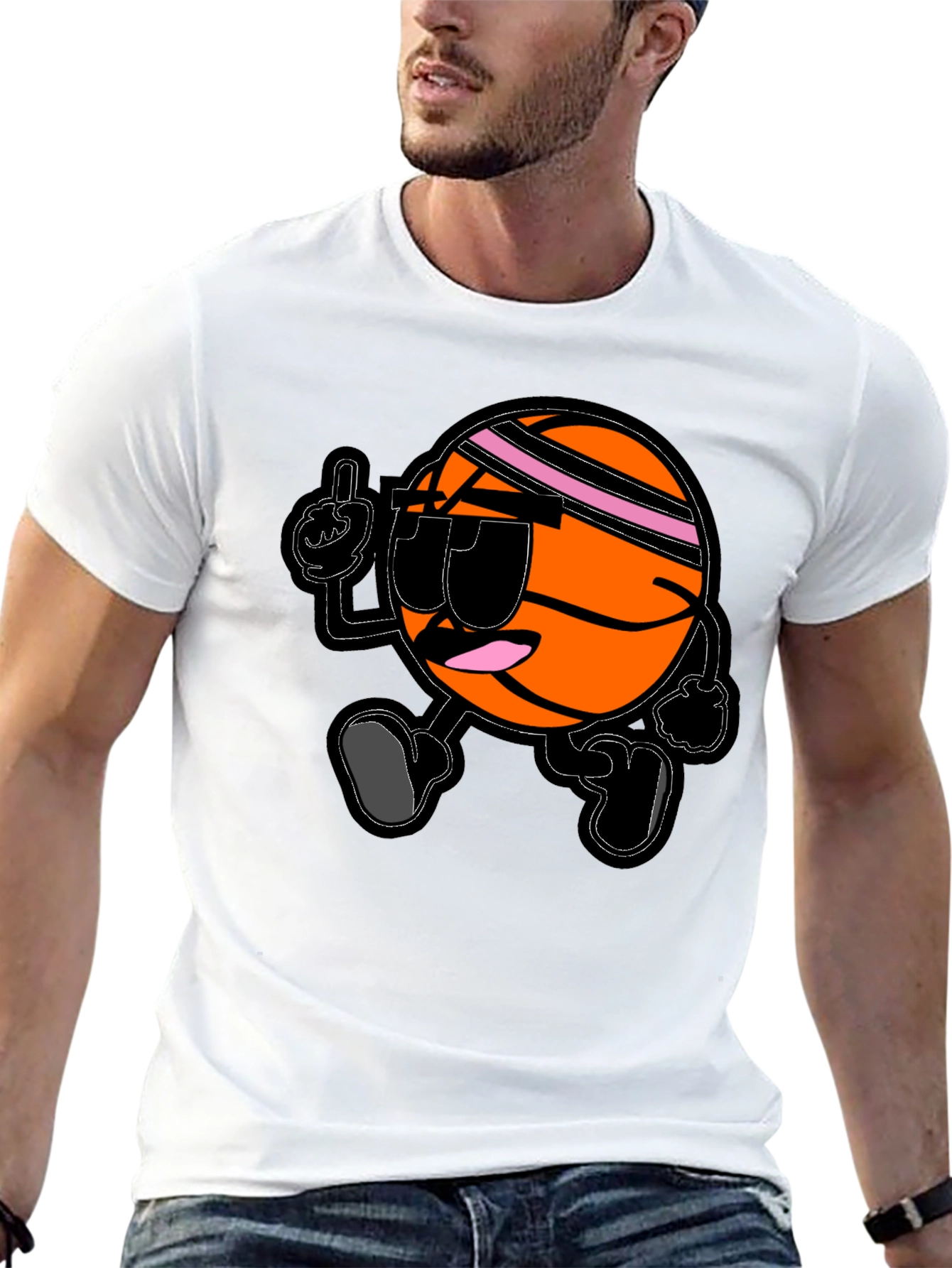Cool Basketball Cartoon Black T-Shirt