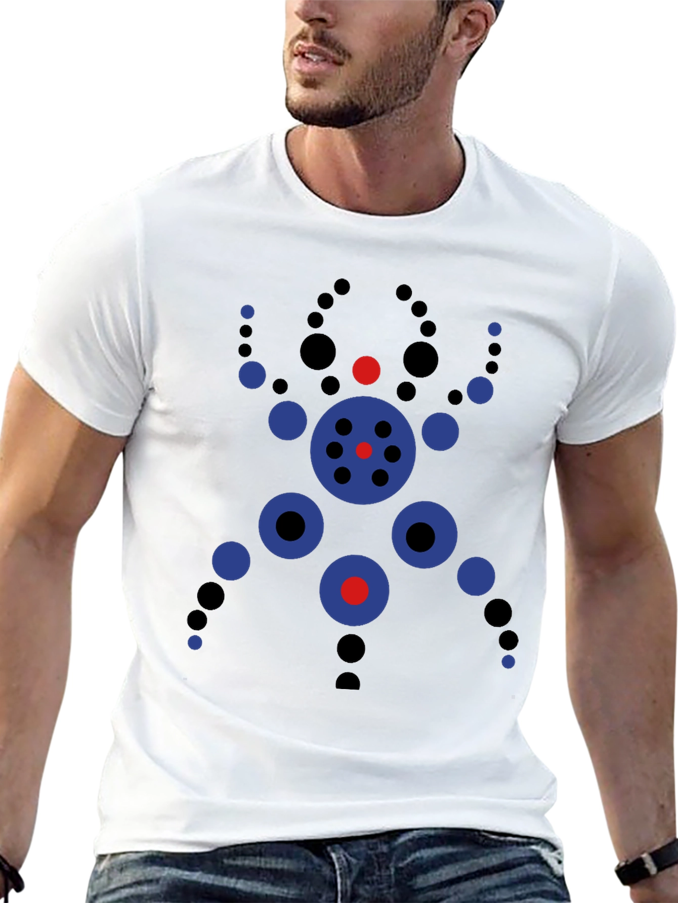 Abstract Geometric Circle Design Black T-Shirt