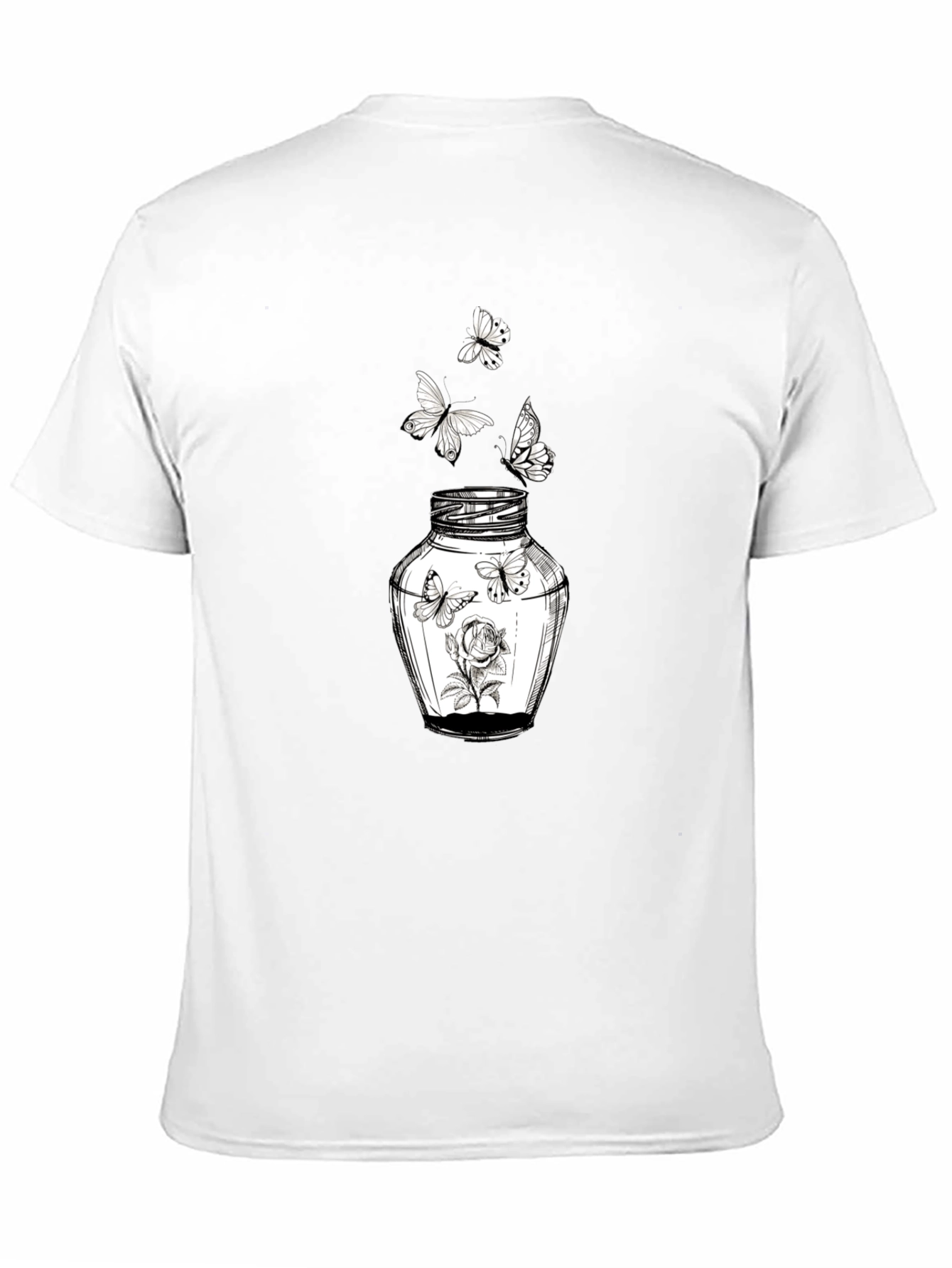 Butterfly Jar Graphic Tee - Stylish Black Cotton T-Shirt