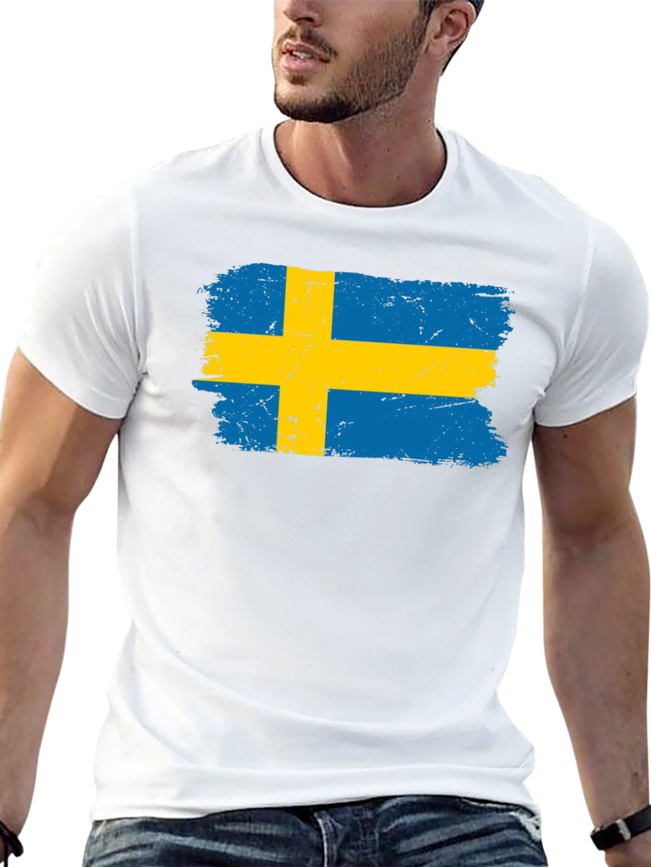 Swedish Flag T-Shirt - Distressed Design