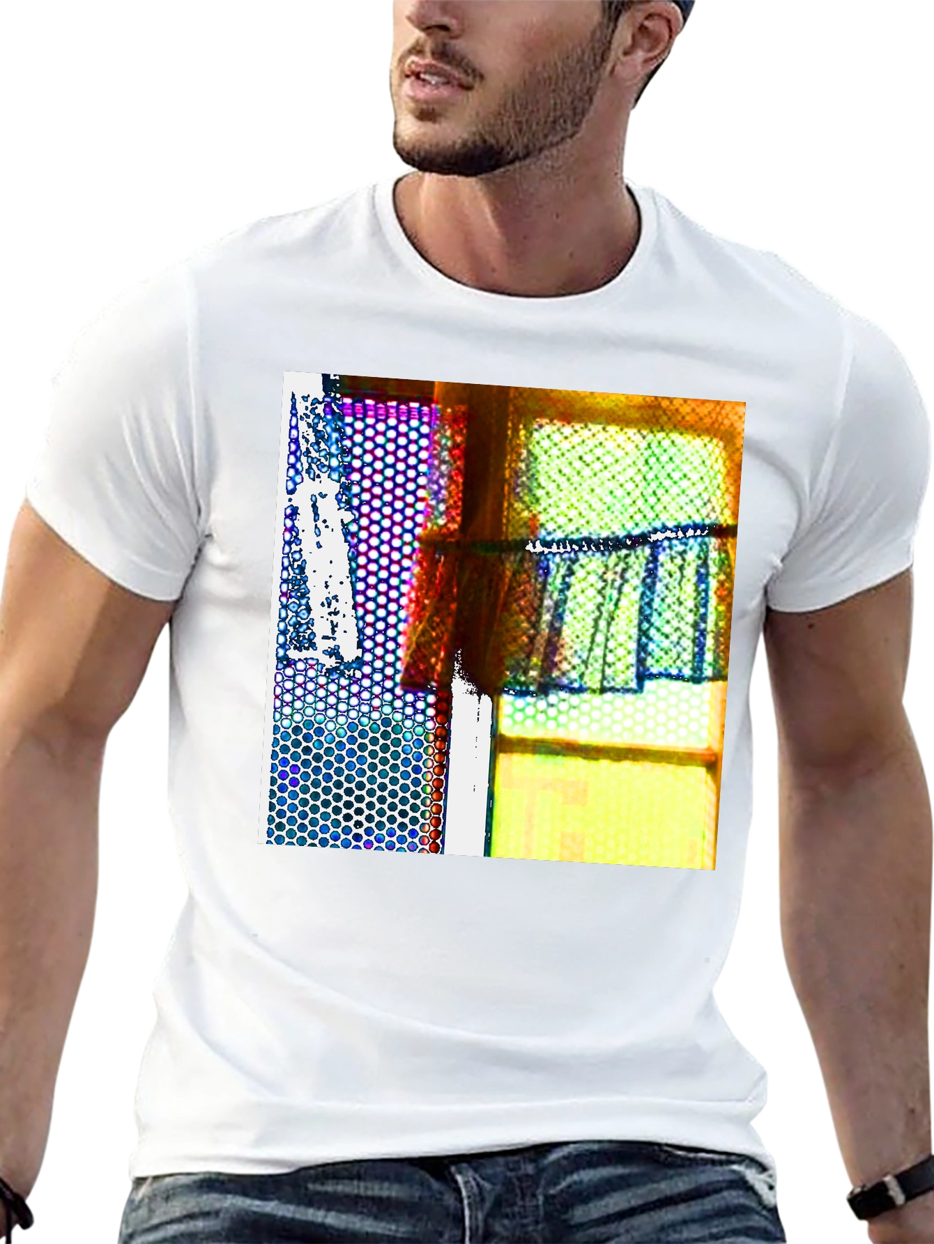 Abstract Windowpane Graphic Tee
