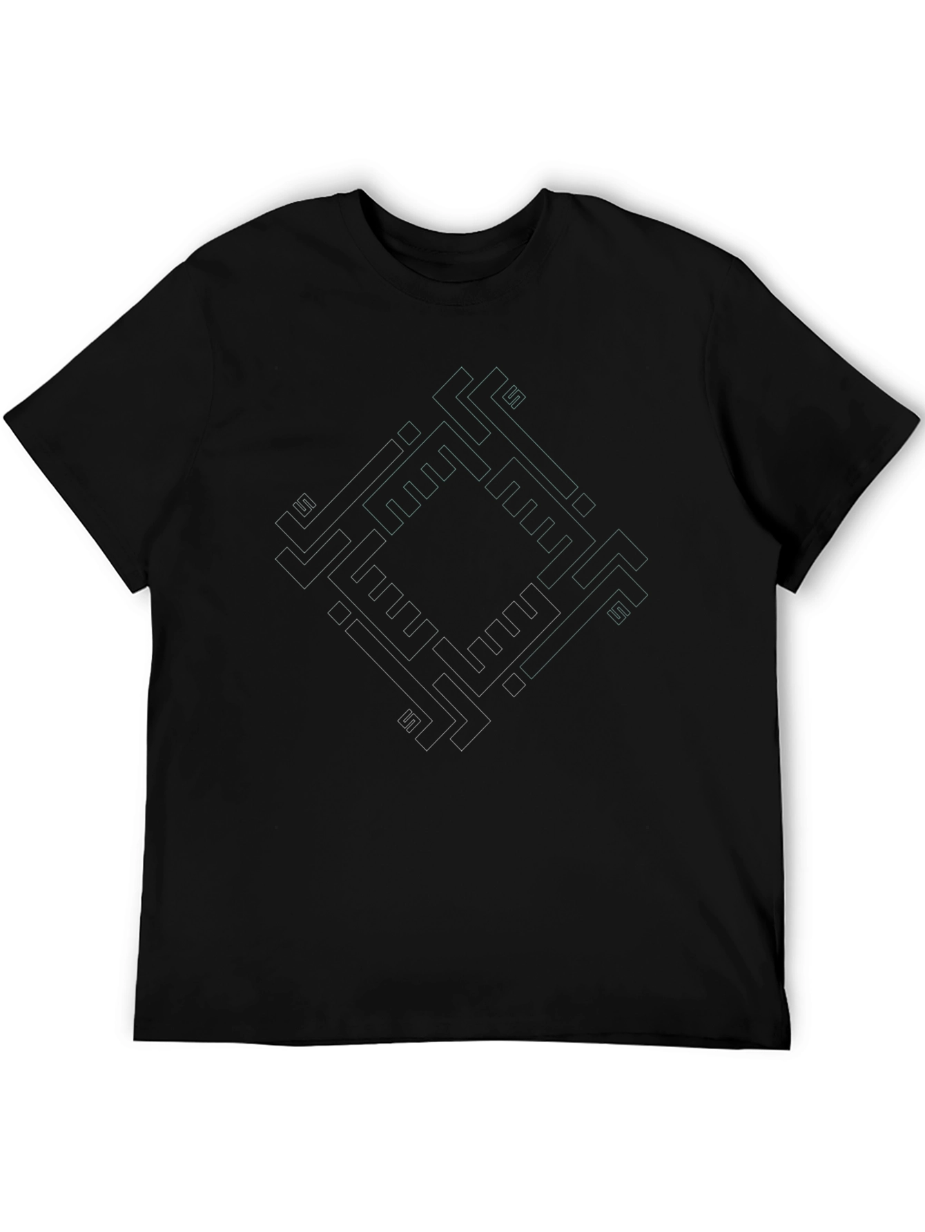 Geometric Diamond Pattern Black T-Shirt