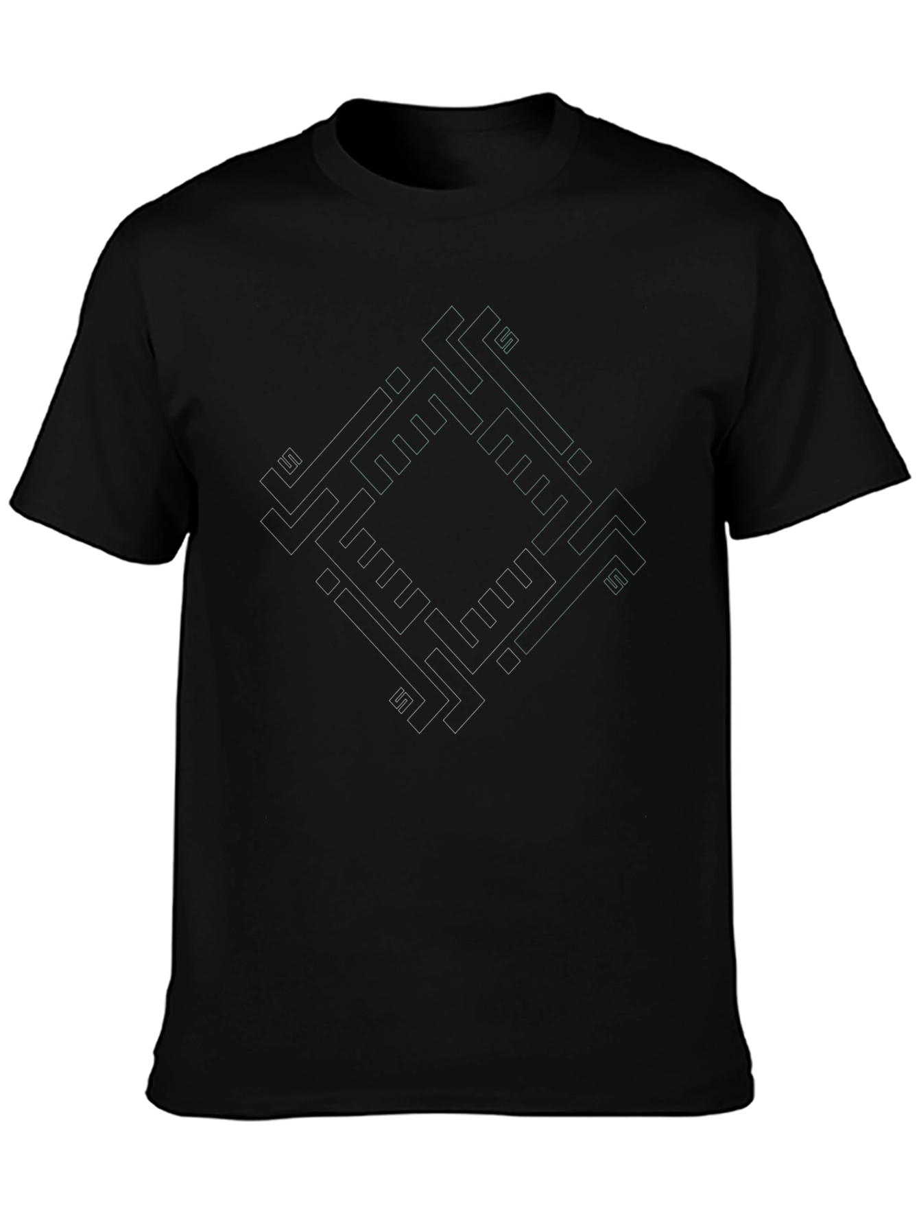 Geometric Diamond Pattern Black T-Shirt