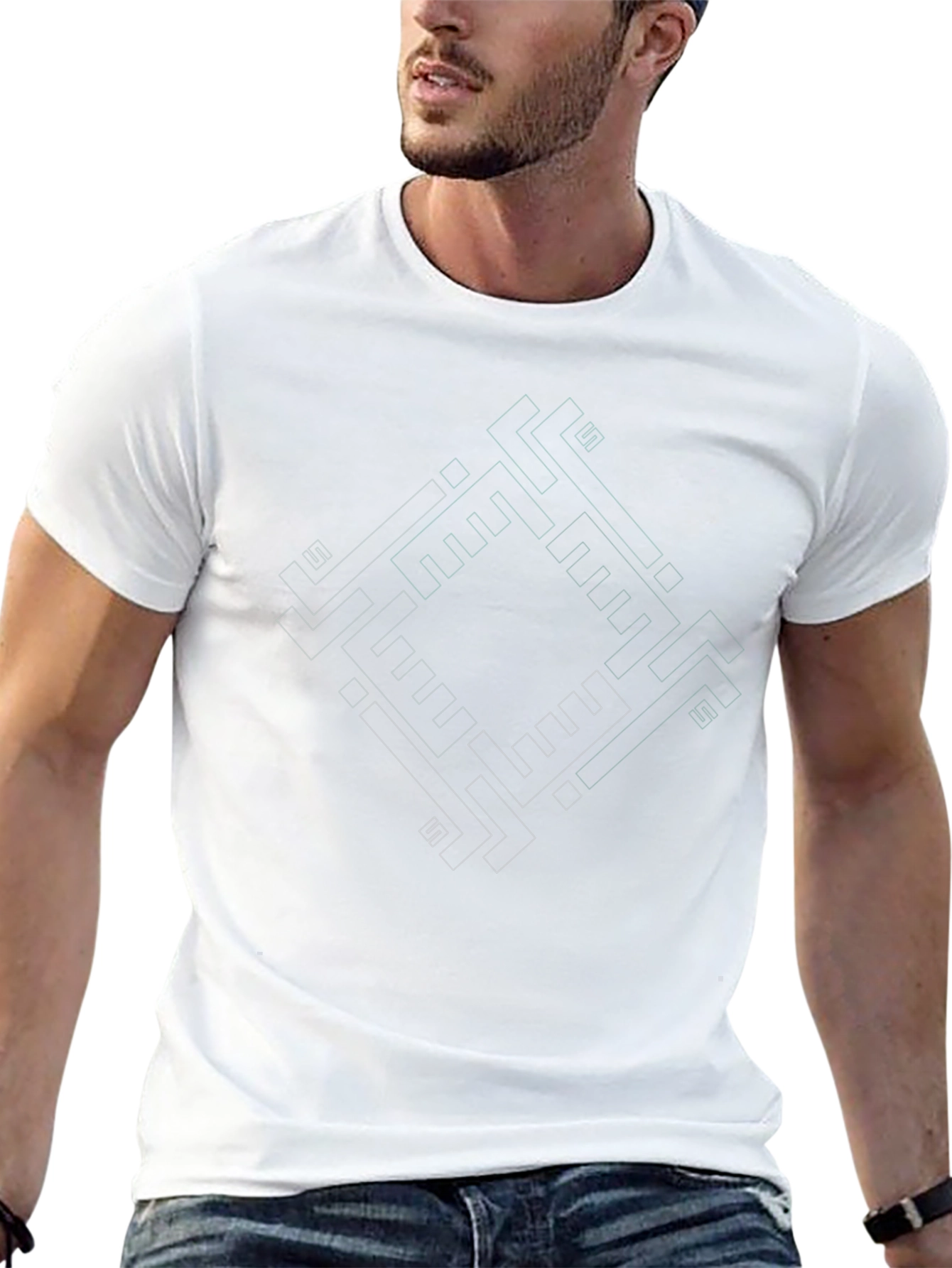 Geometric Diamond Pattern Black T-Shirt