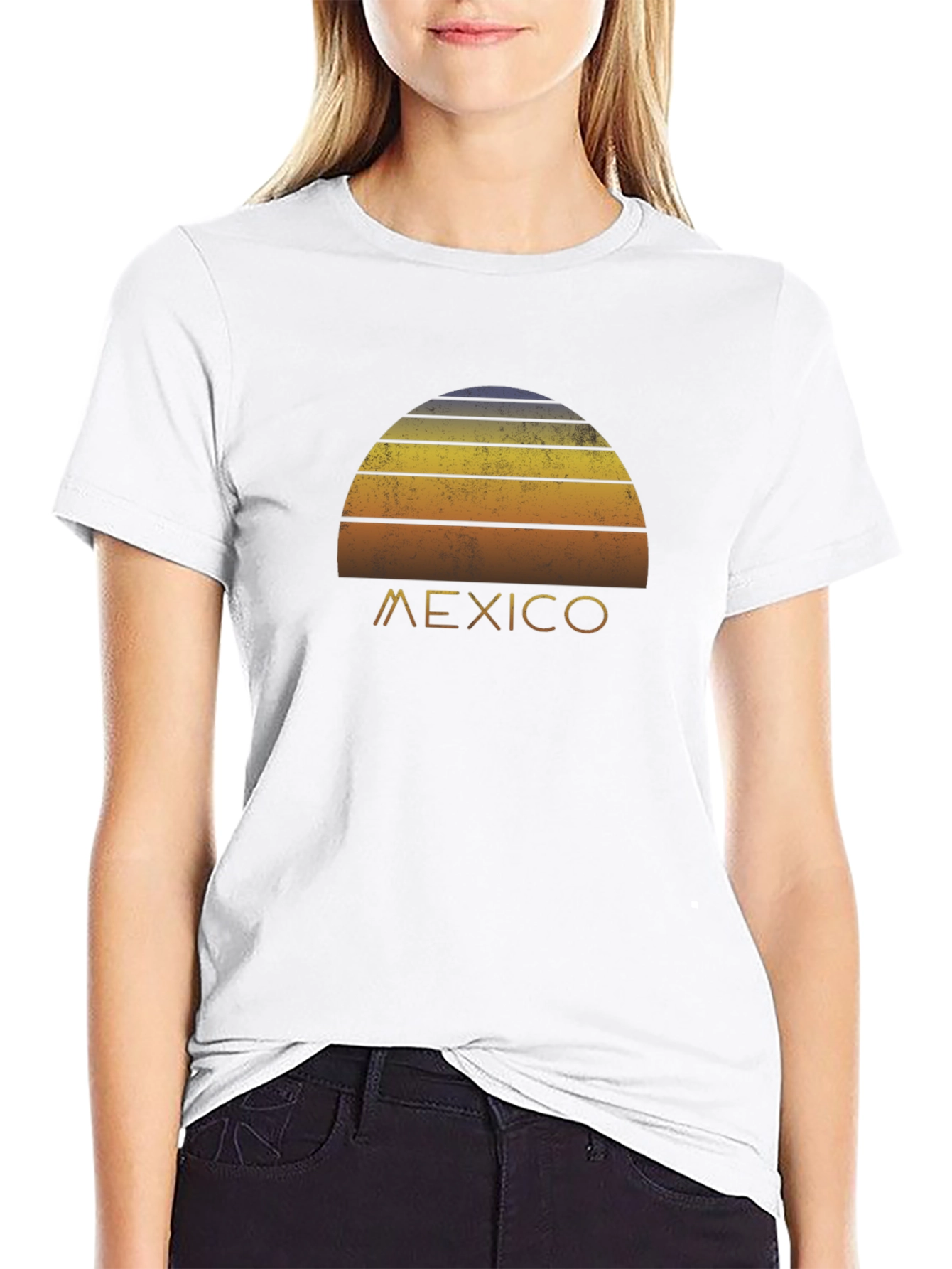 Retro Mexico Sunset Graphic Tee - Black T-Shirt