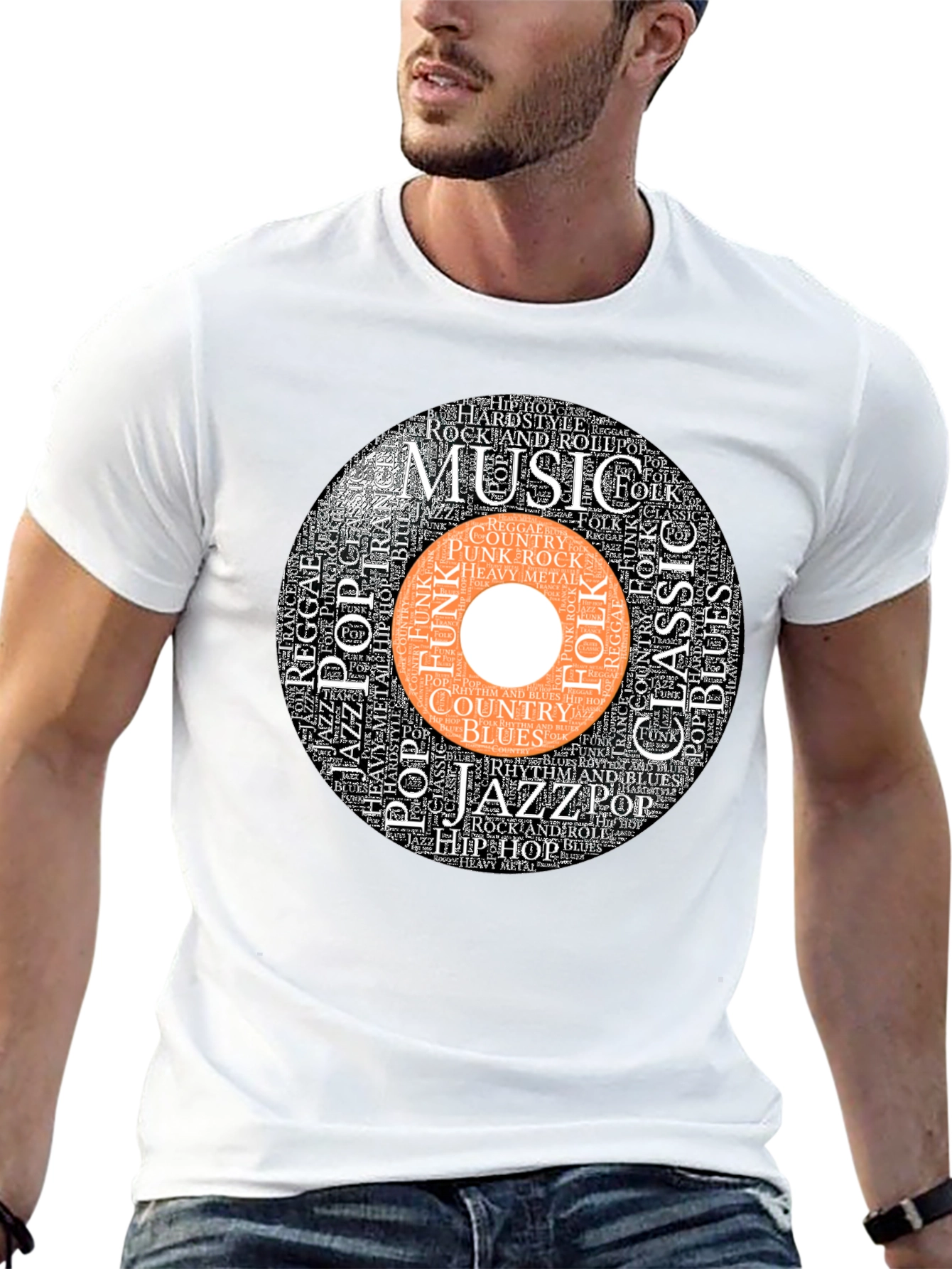 Music Genre Word Art Graphic T-Shirt