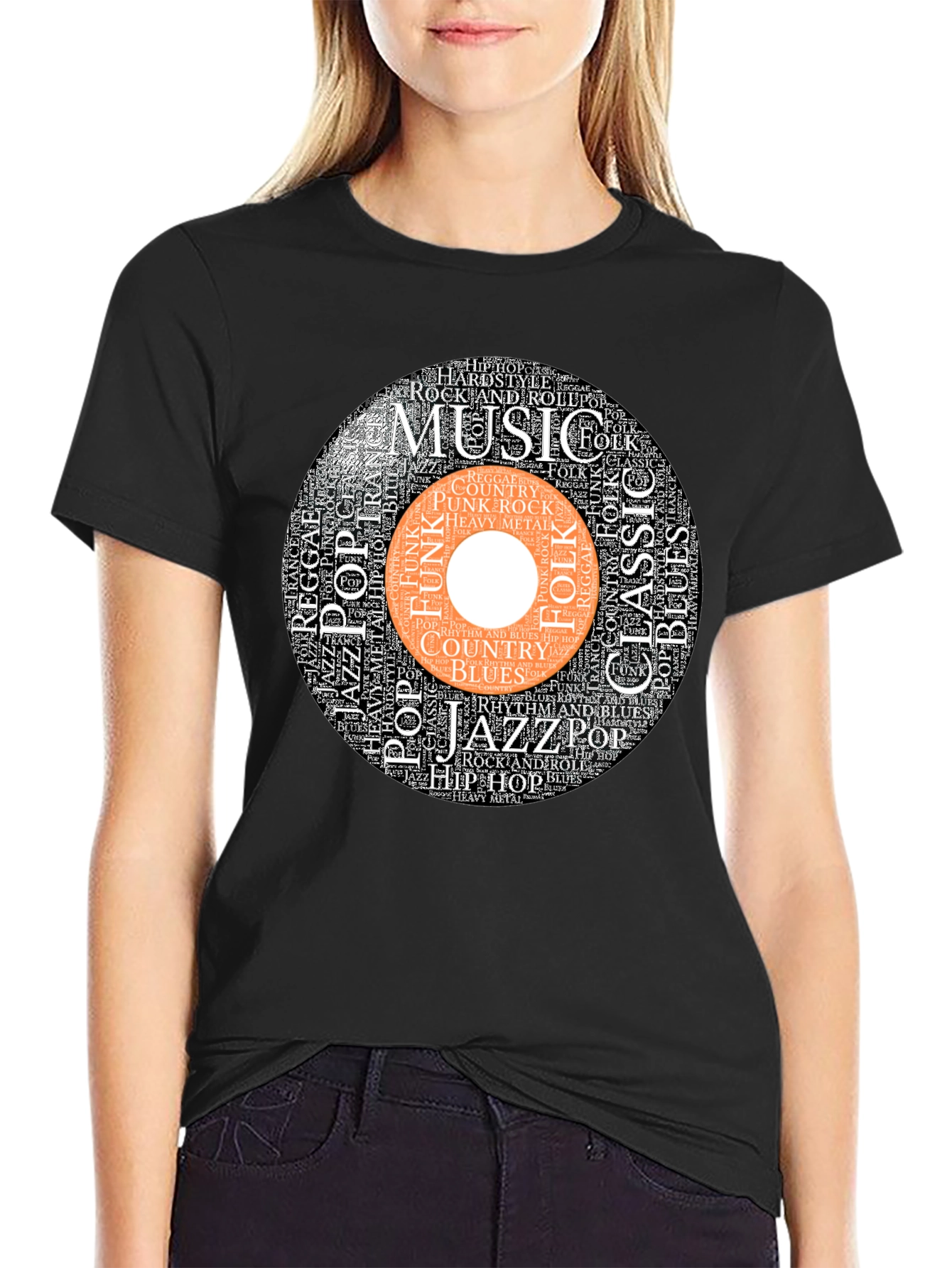 Music Genre Word Art Graphic T-Shirt