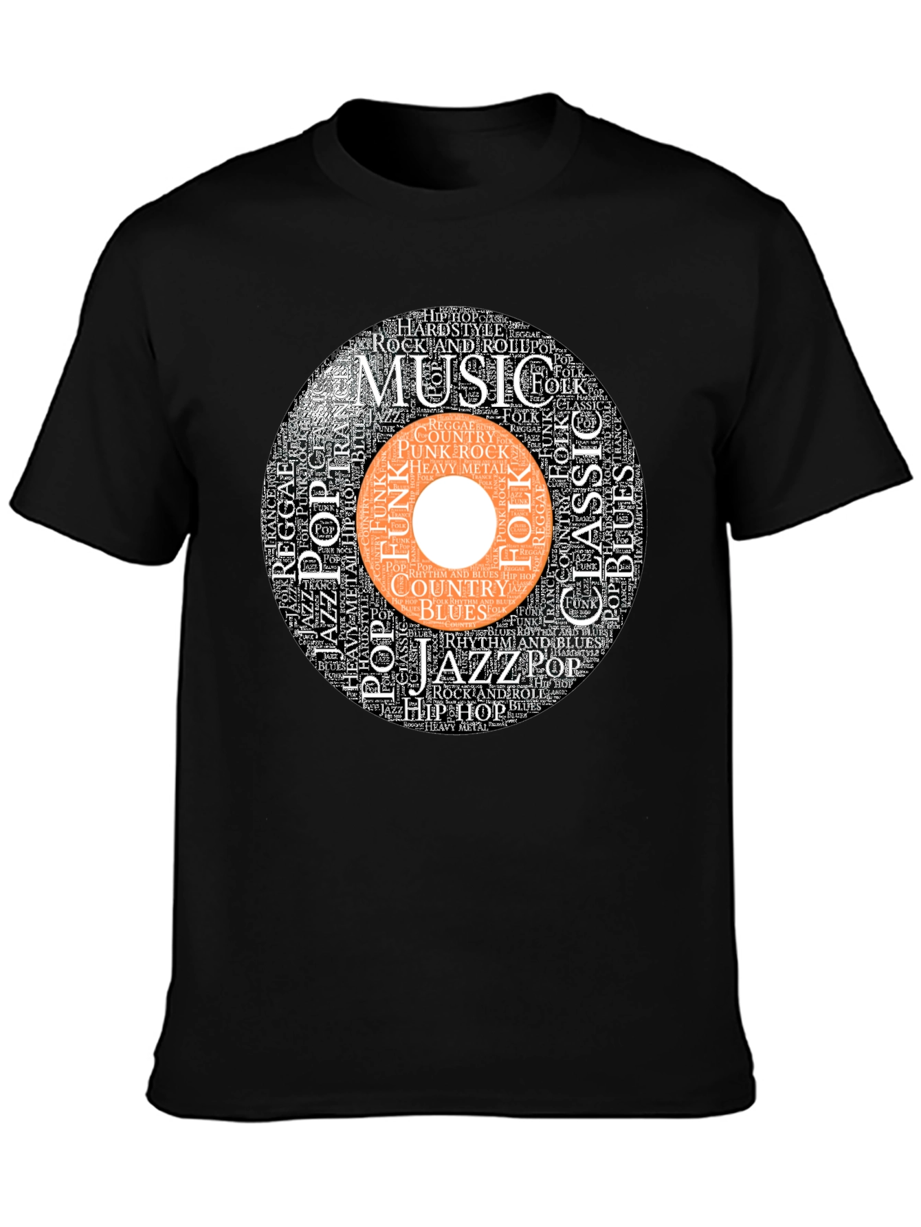Music Genre Word Art Graphic T-Shirt