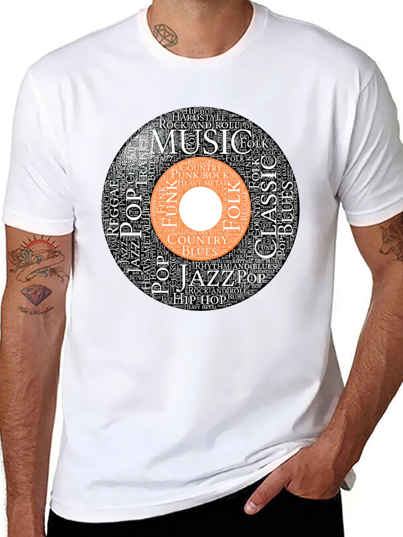 Music Genre Word Art Graphic T-Shirt