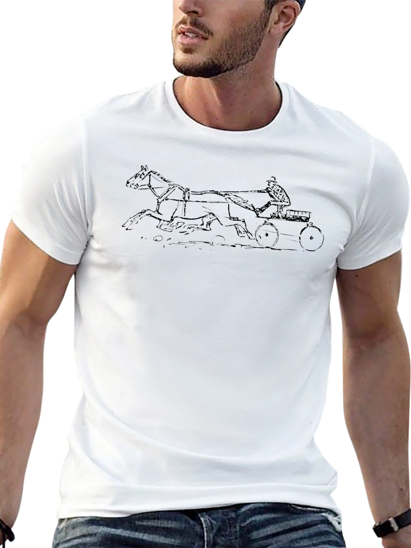Black Graphic Tee - Horse Drawn Cart