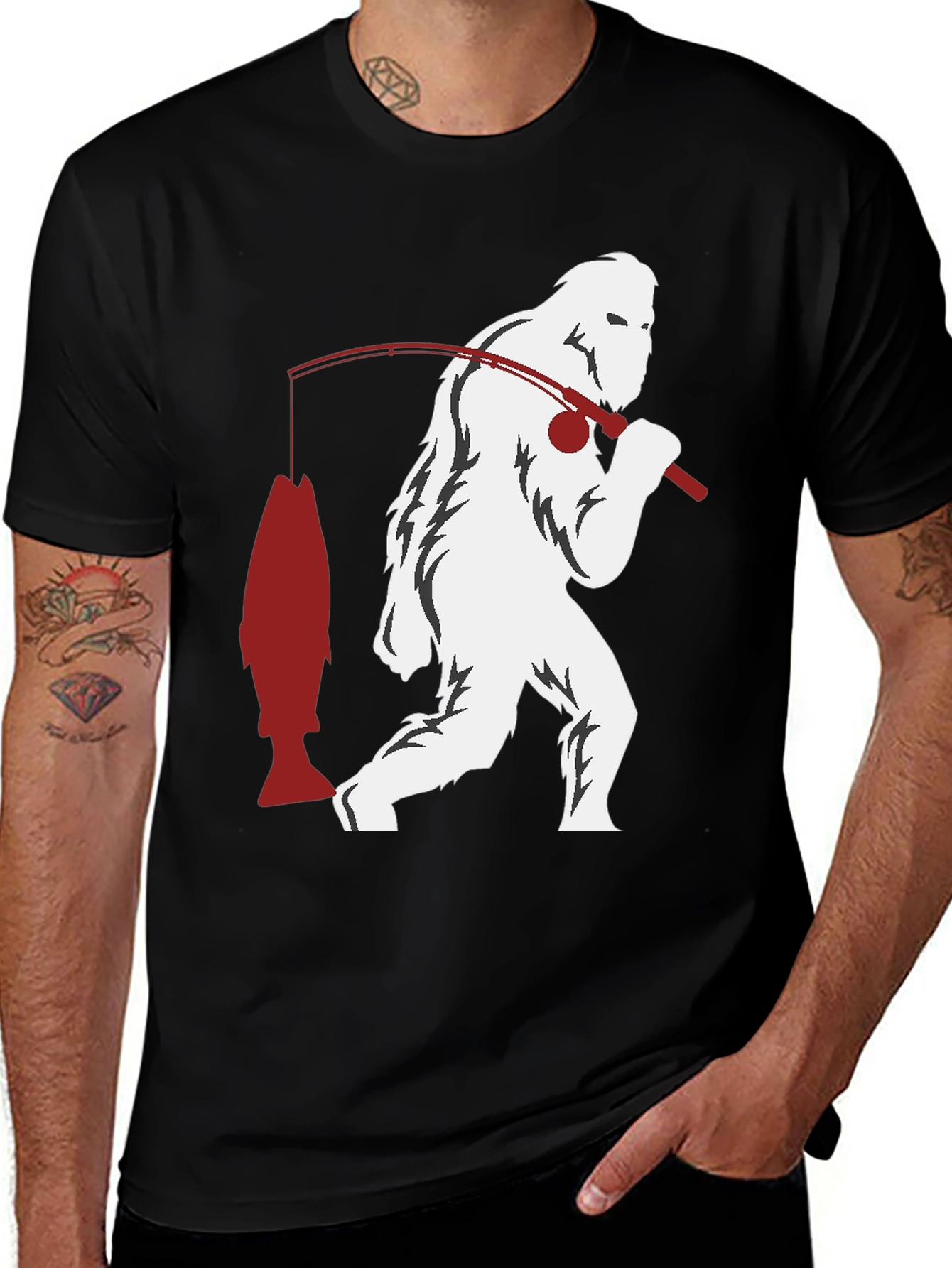 Sasquatch Fishing Graphic Tee