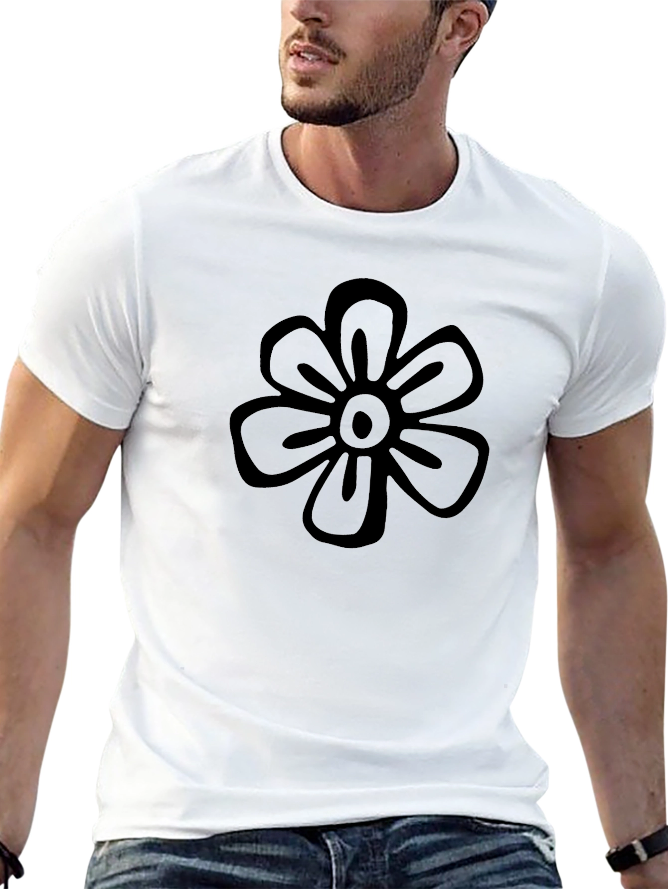 Black Flower Graphic Tee - Casual Comfort
