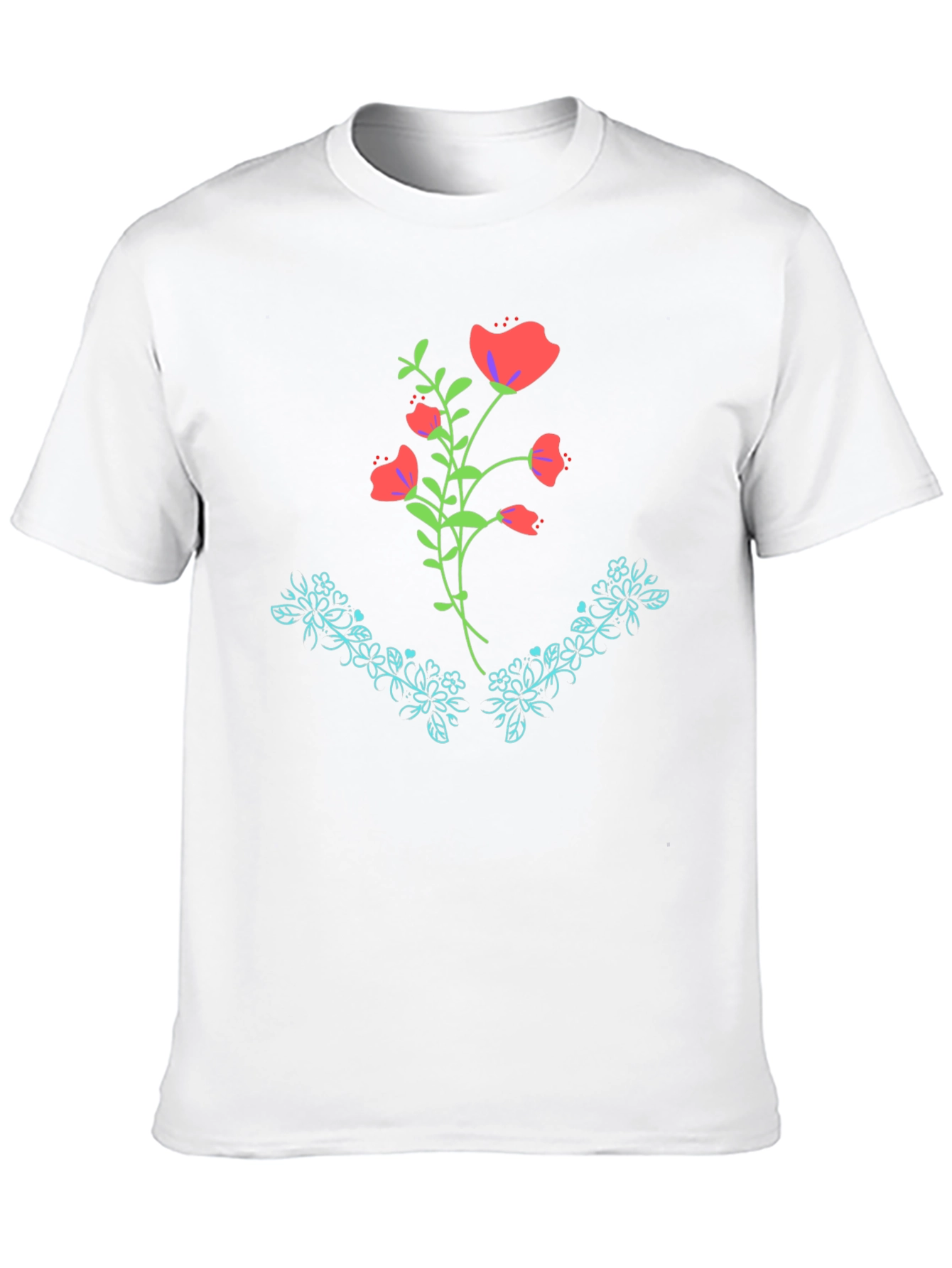 Floral Graphic Print Black Tee