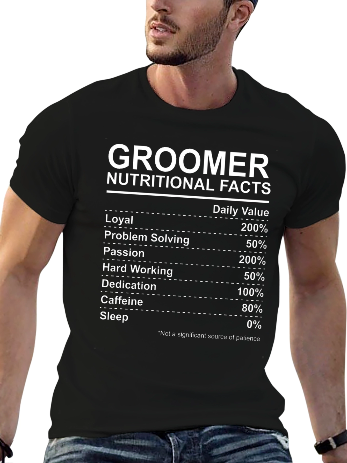 Groomer Nutritional Facts Black T-Shirt - Funny Gift