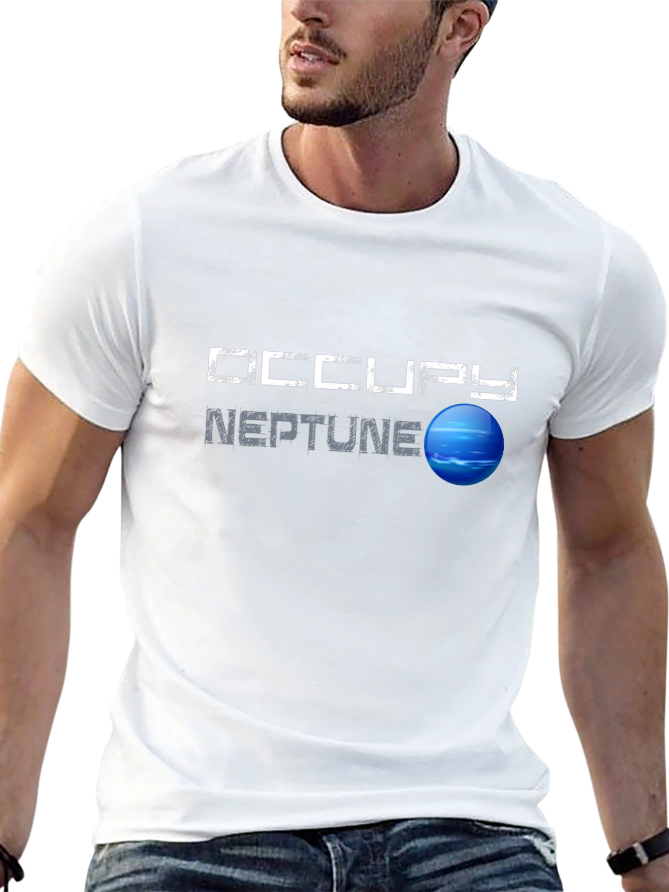 Occupy Neptune Graphic T-Shirt - Space Exploration Tee