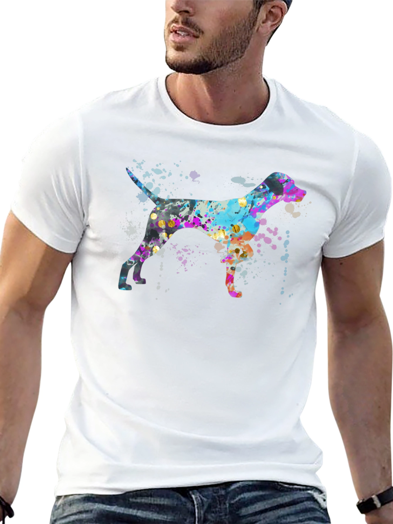 Watercolor Dog Graphic T-Shirt