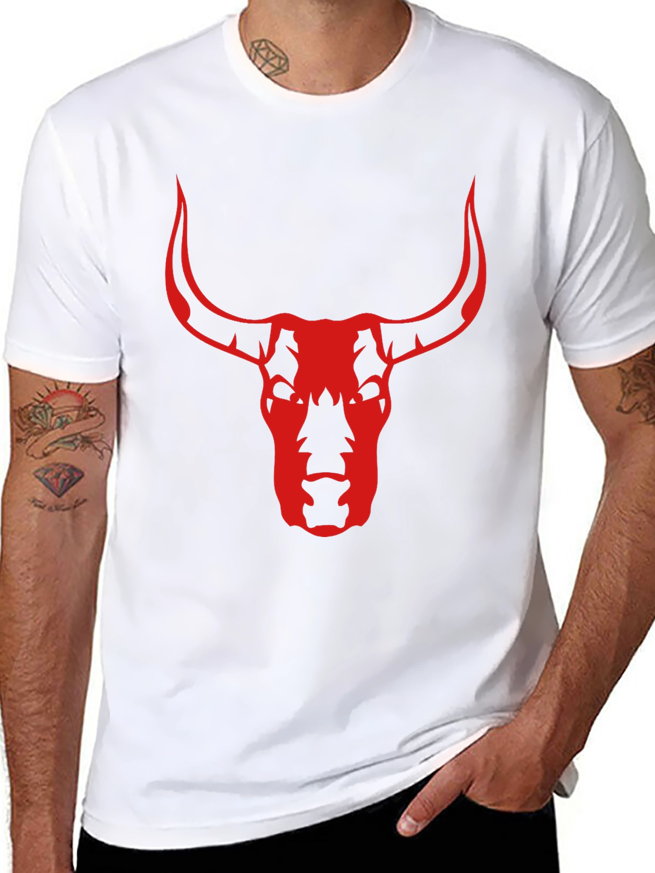Bull Skull Graphic Tee - Black Cotton T-Shirt