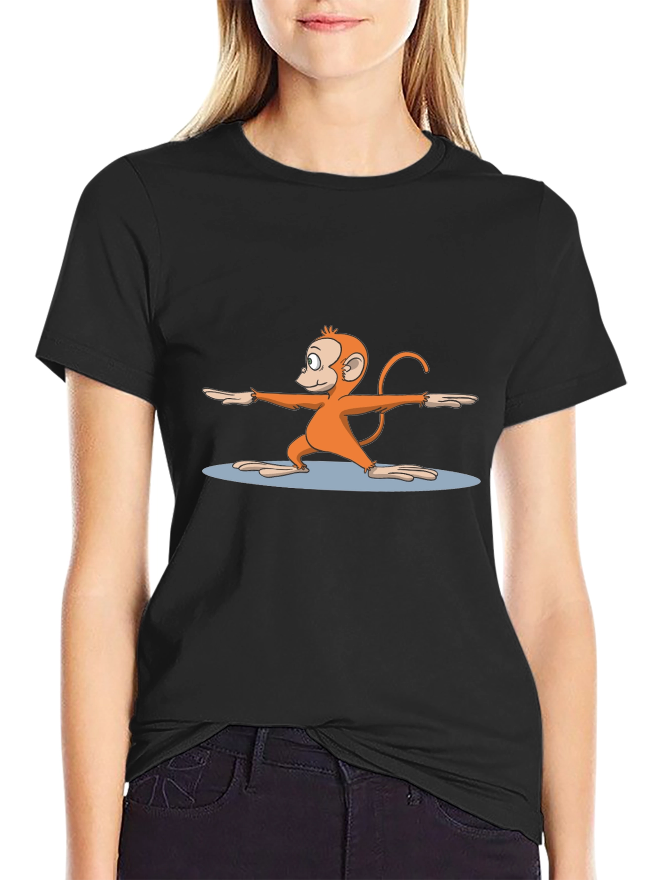 Yoga Monkey Black T-Shirt - Cool Graphic Tee